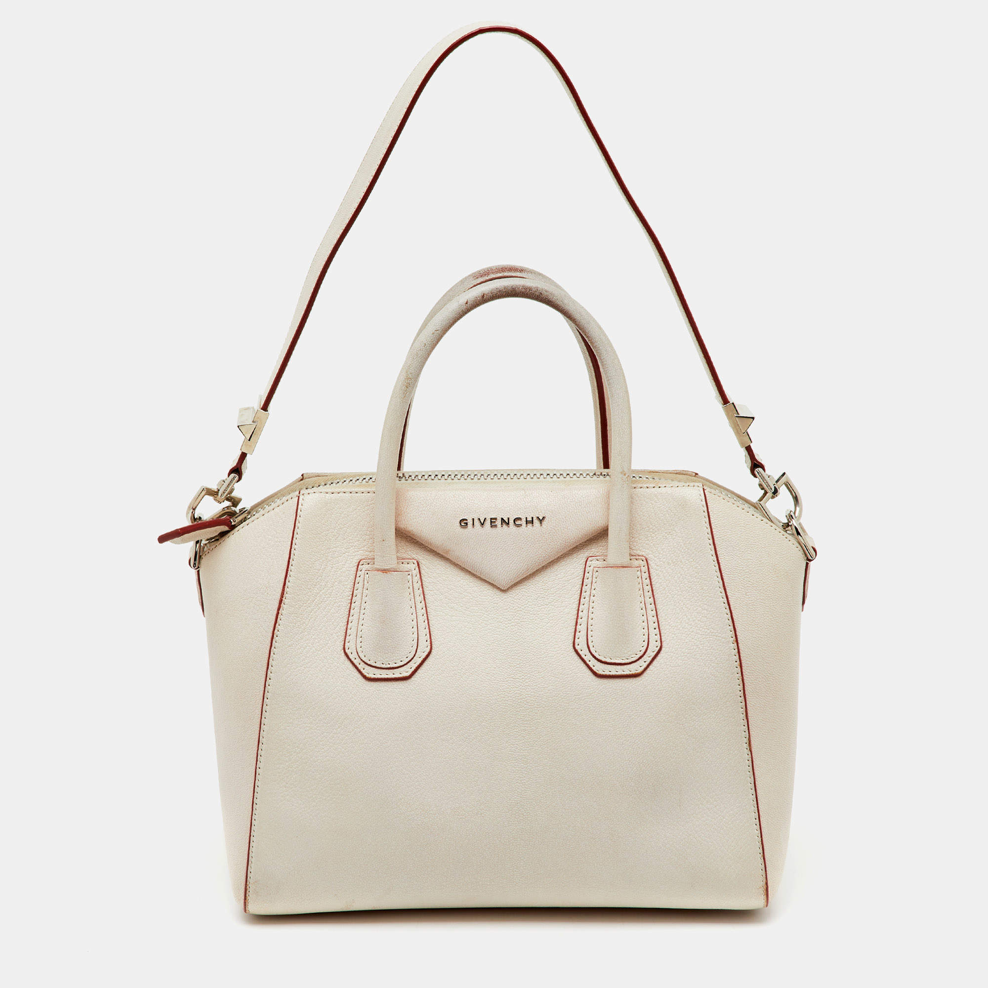 Pre Owned Givenchy White Leather Small Antigona Satchel