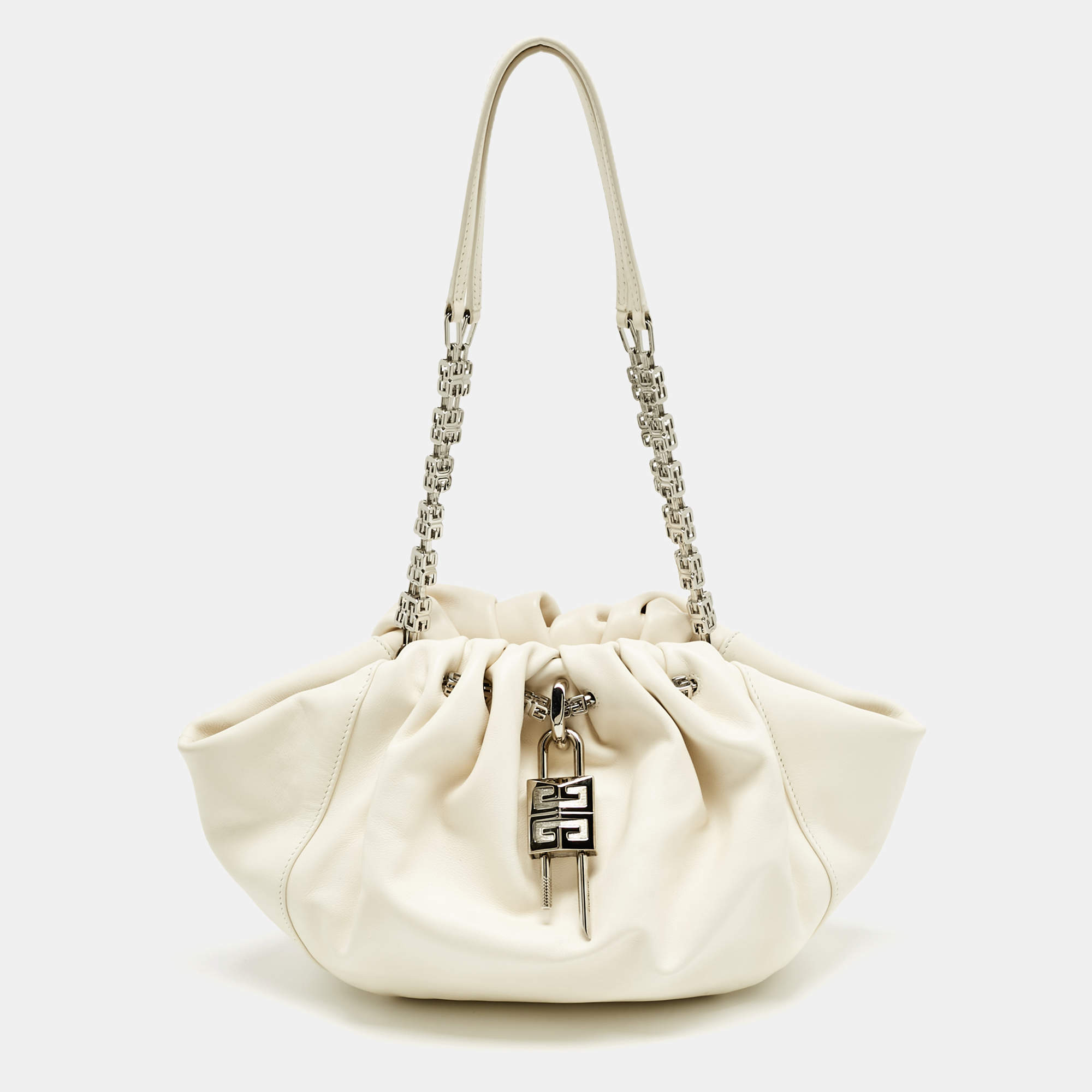 Pre Owned Givenchy White Leather Kenny Shoulder Bag