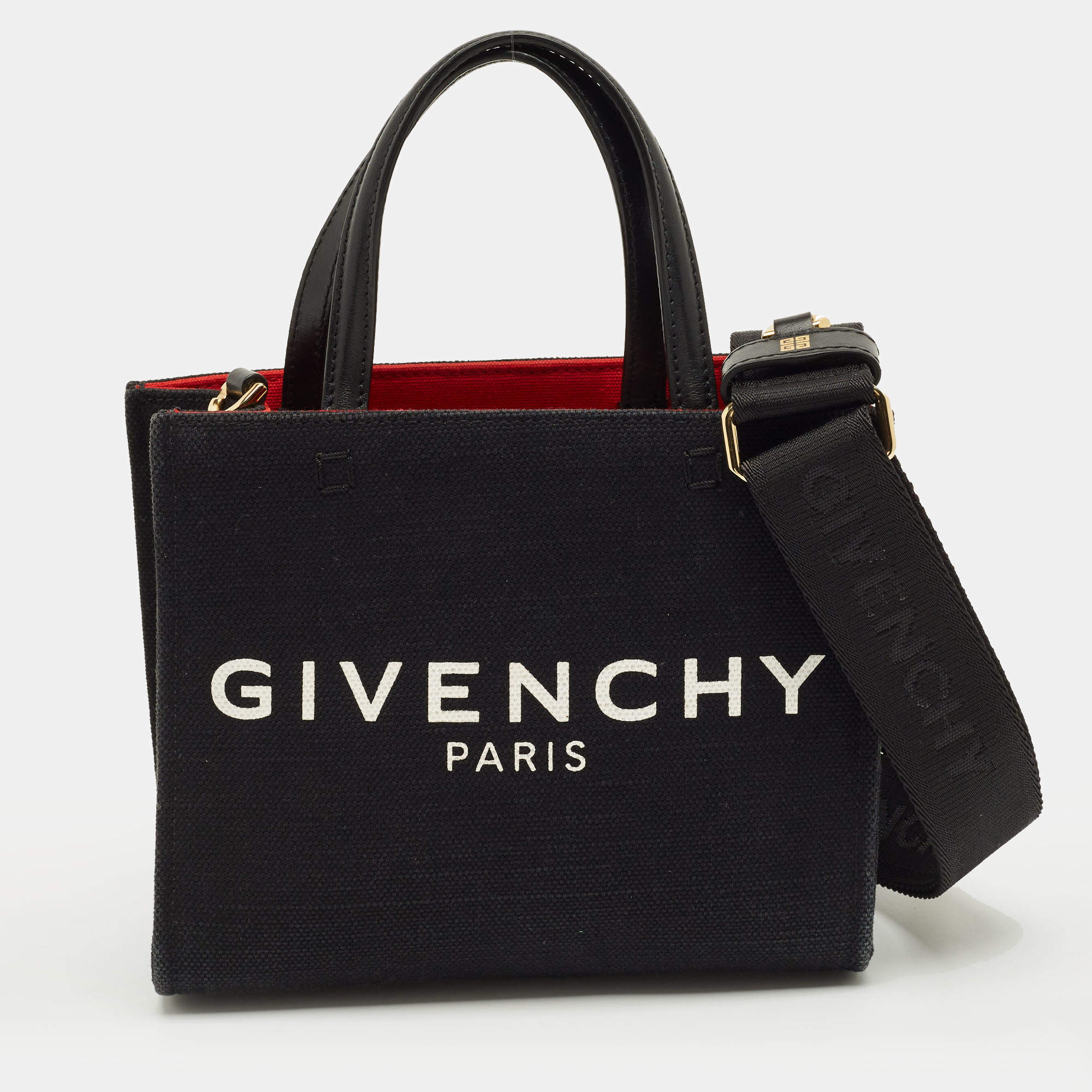 Pre Owned Givenchy Black Canvas Mini Vertical G Tote