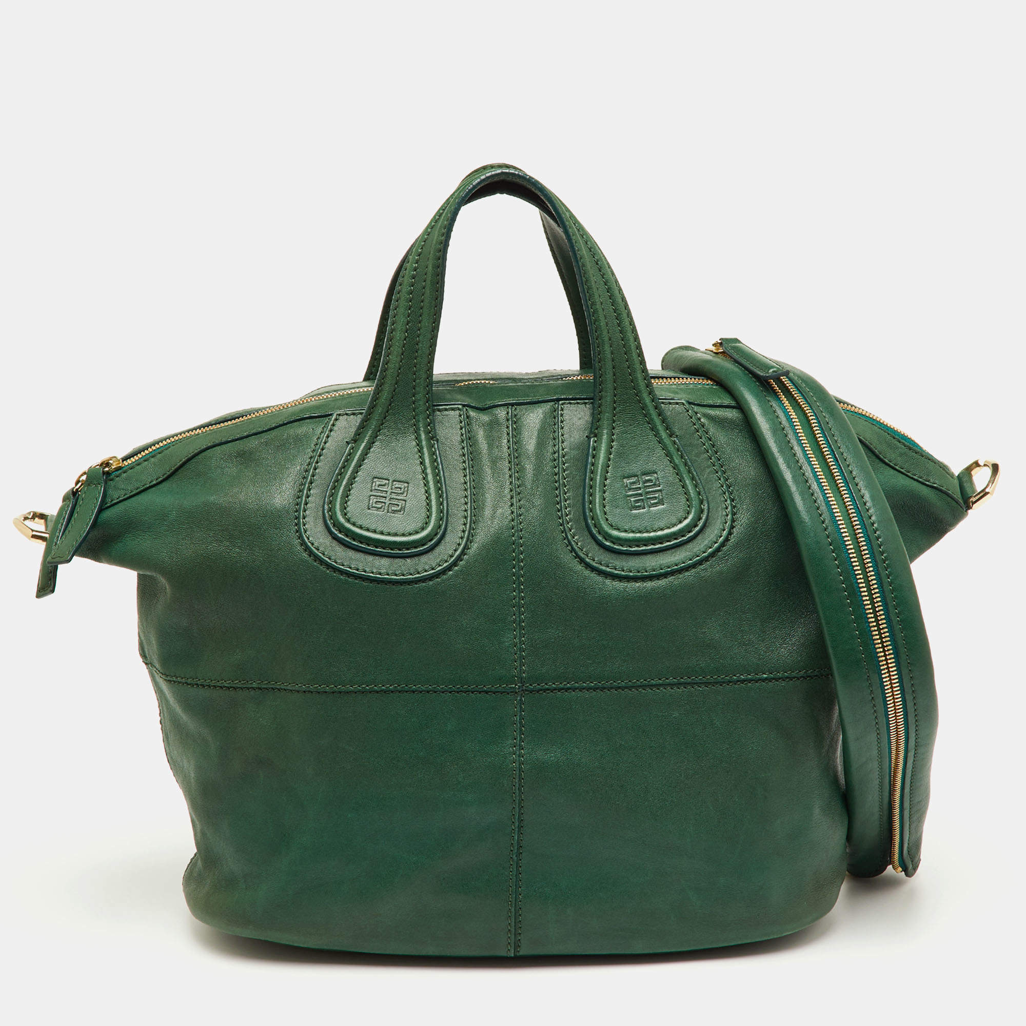 Pre Owned Givenchy Green Leather Medium Nightingale Satchel