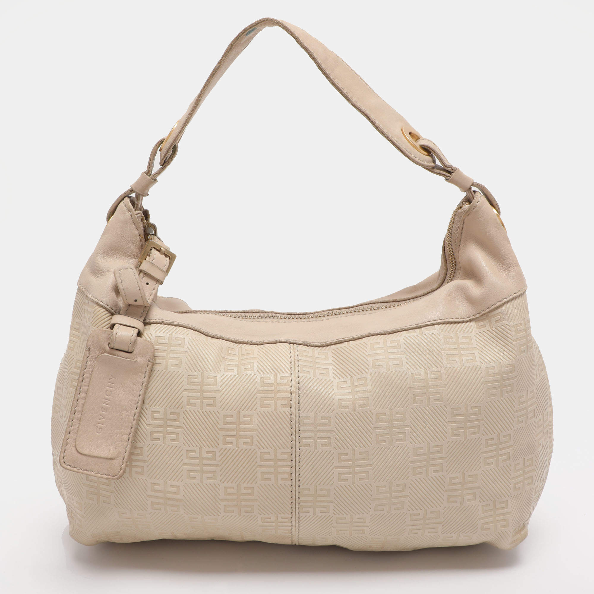Pre Owned Givenchy Beige Monogram Leather Hobo