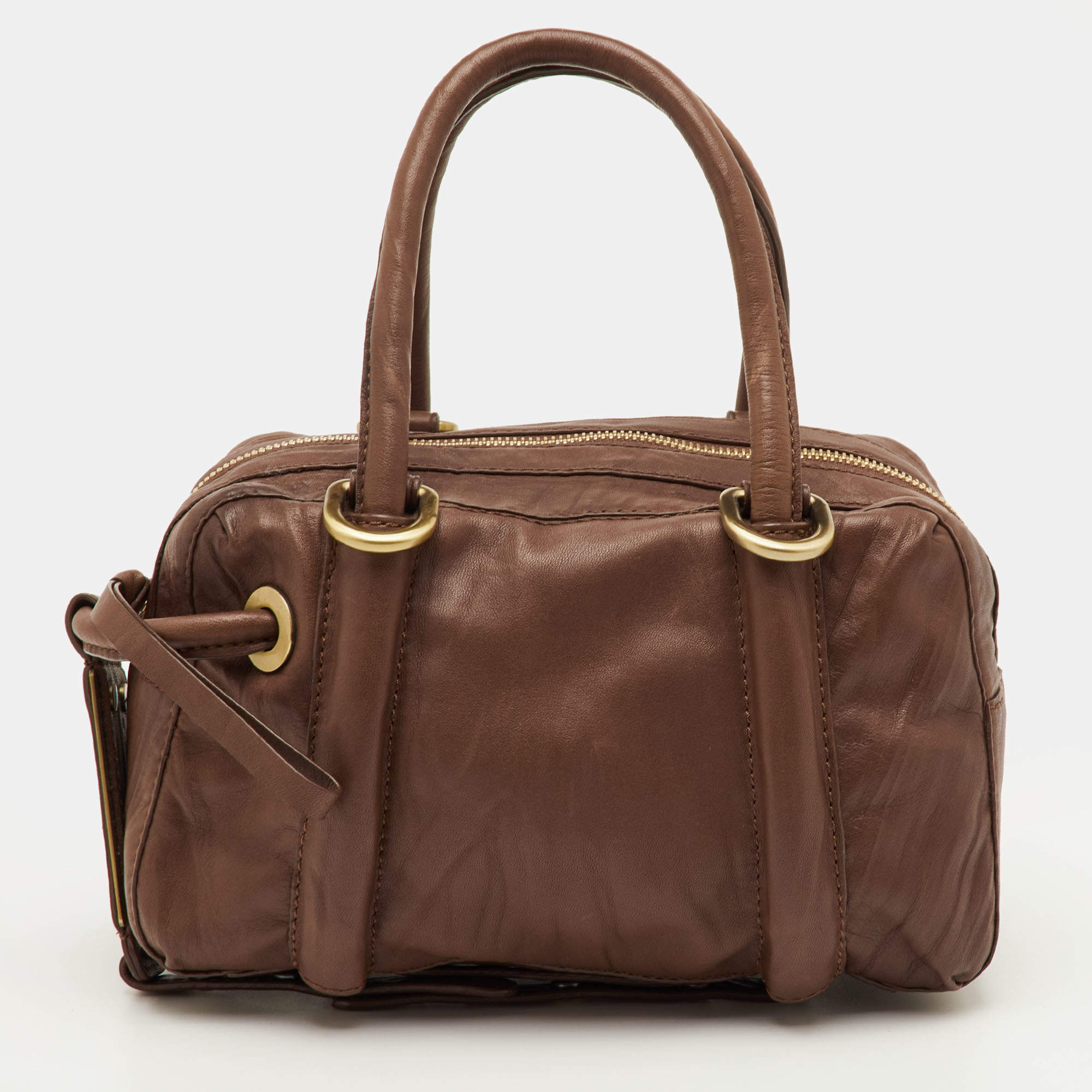 مملوكة مسبقًا Givenchy Small Brown Leather Lucrezia Zip Boston Bag