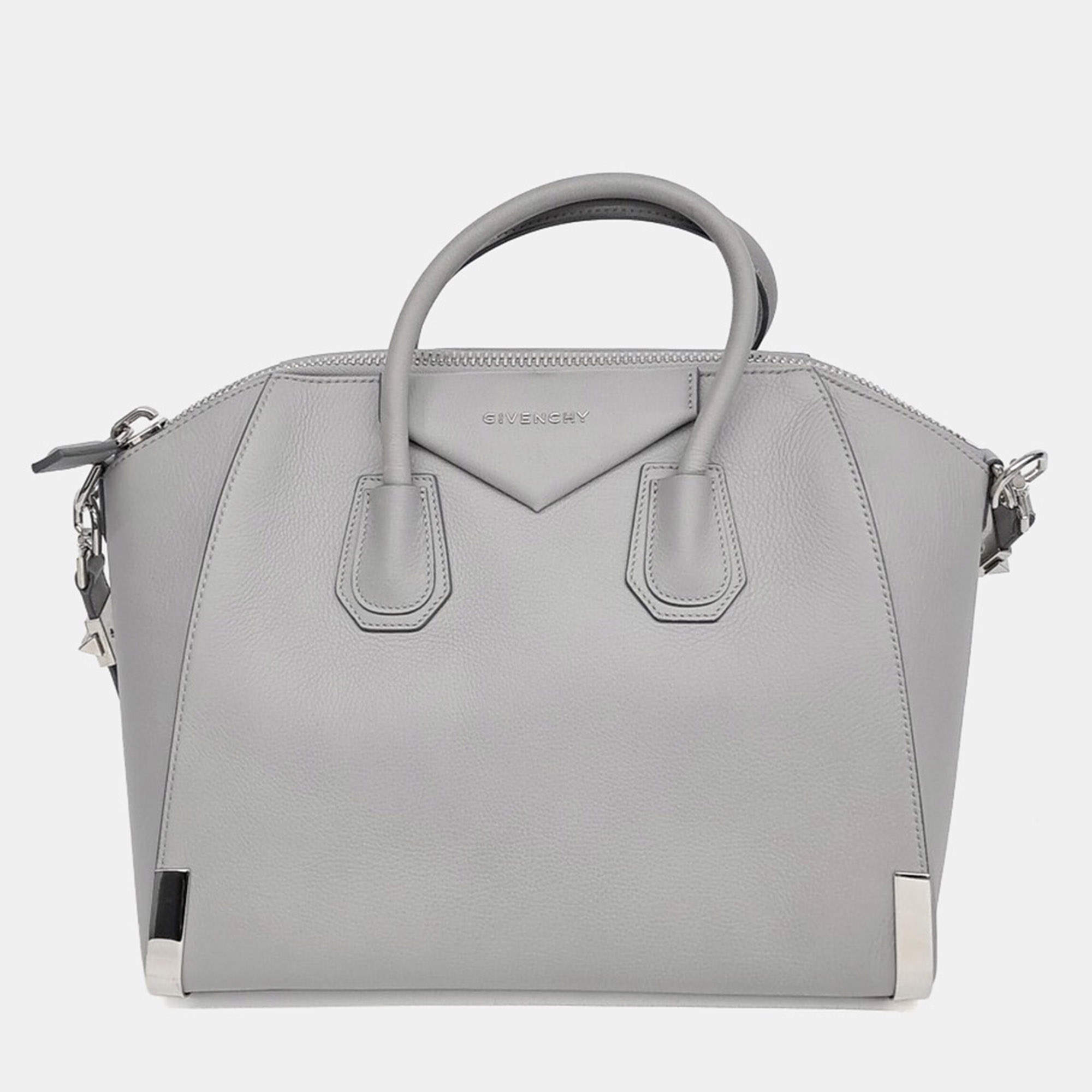 Pre Owned Givenchy Grey Leather Antigona Medium