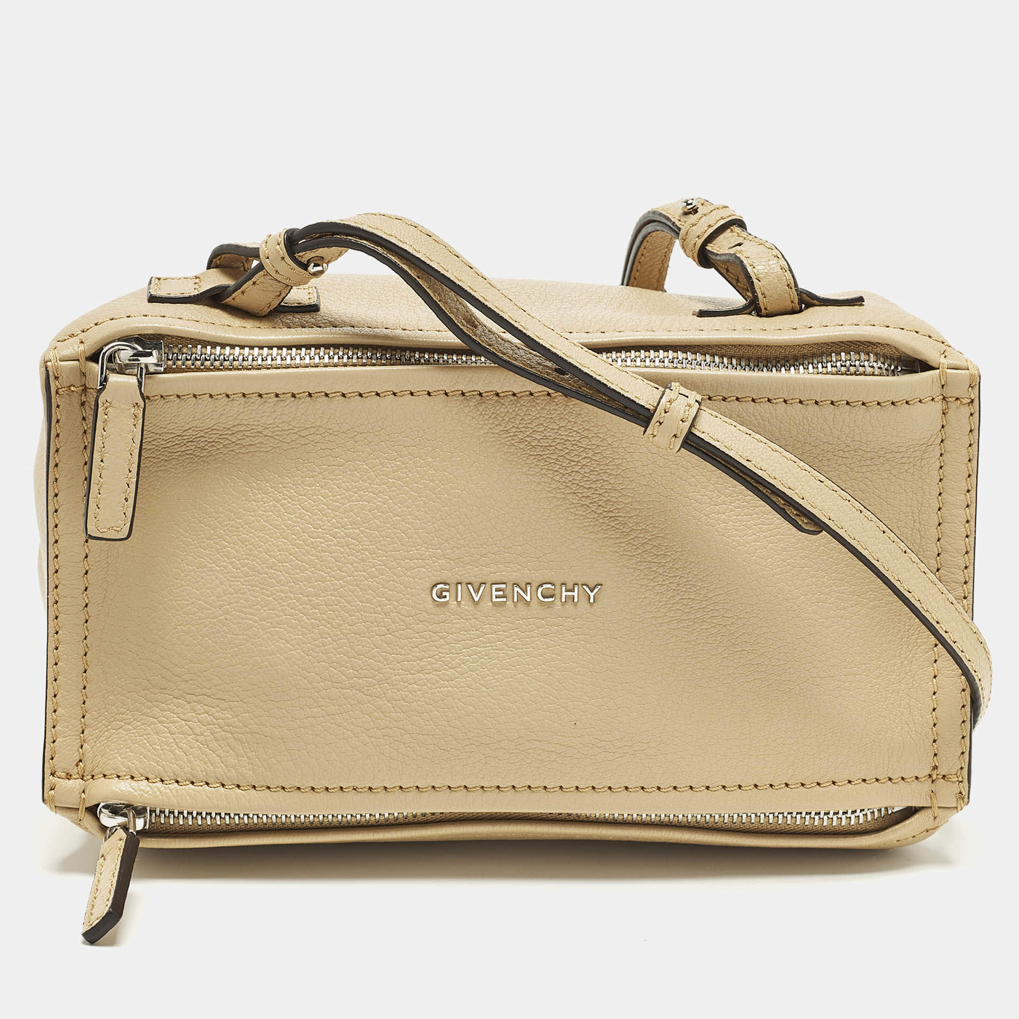 مملوكة مسبقًا Givenchy Pandora Mini Beige Leather Shoulder Bag