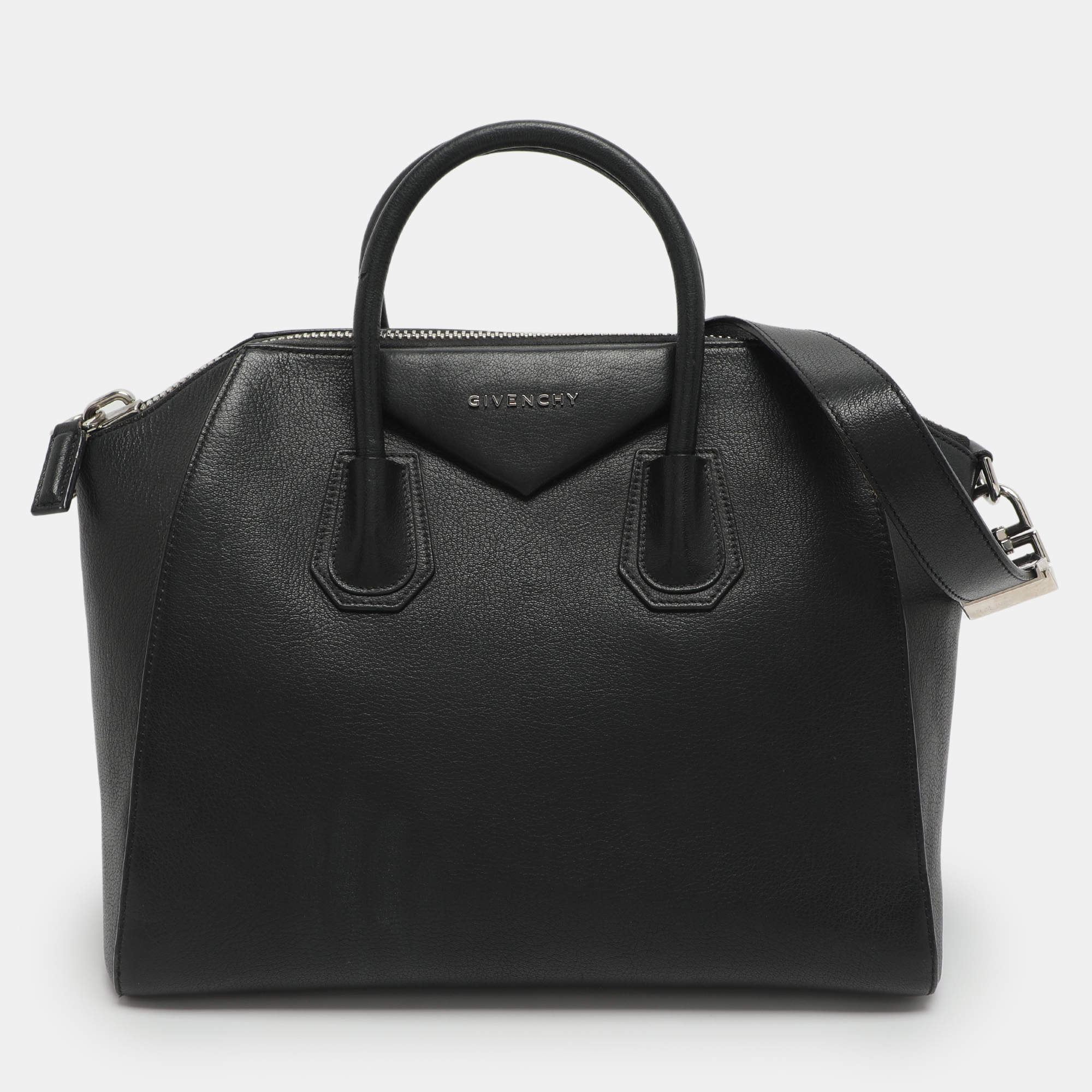 Pre Owned Givenchy Antigona Medium Black Leather Satchel