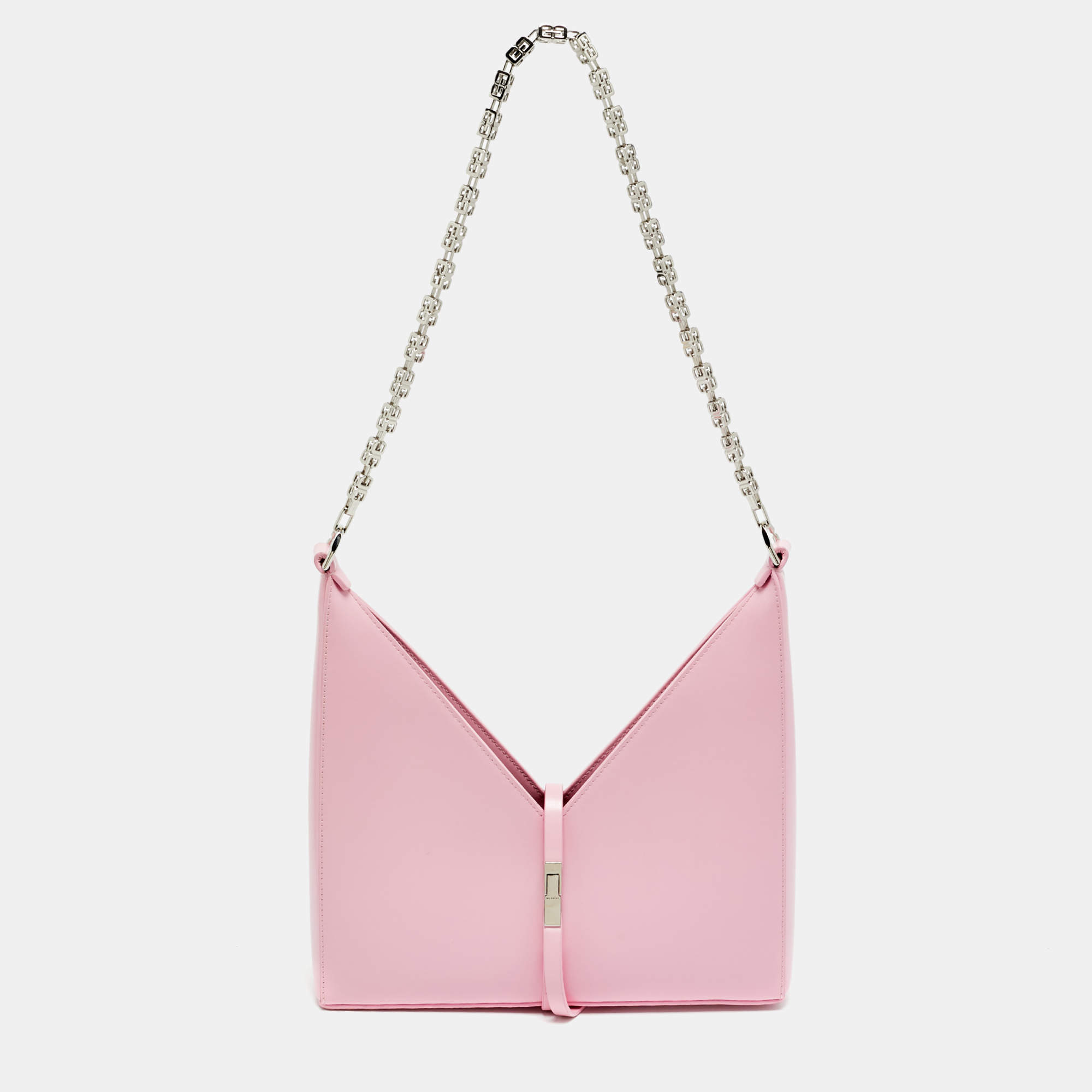 Pre Owned Givenchy Cut Out Chain Pink Leather Bag