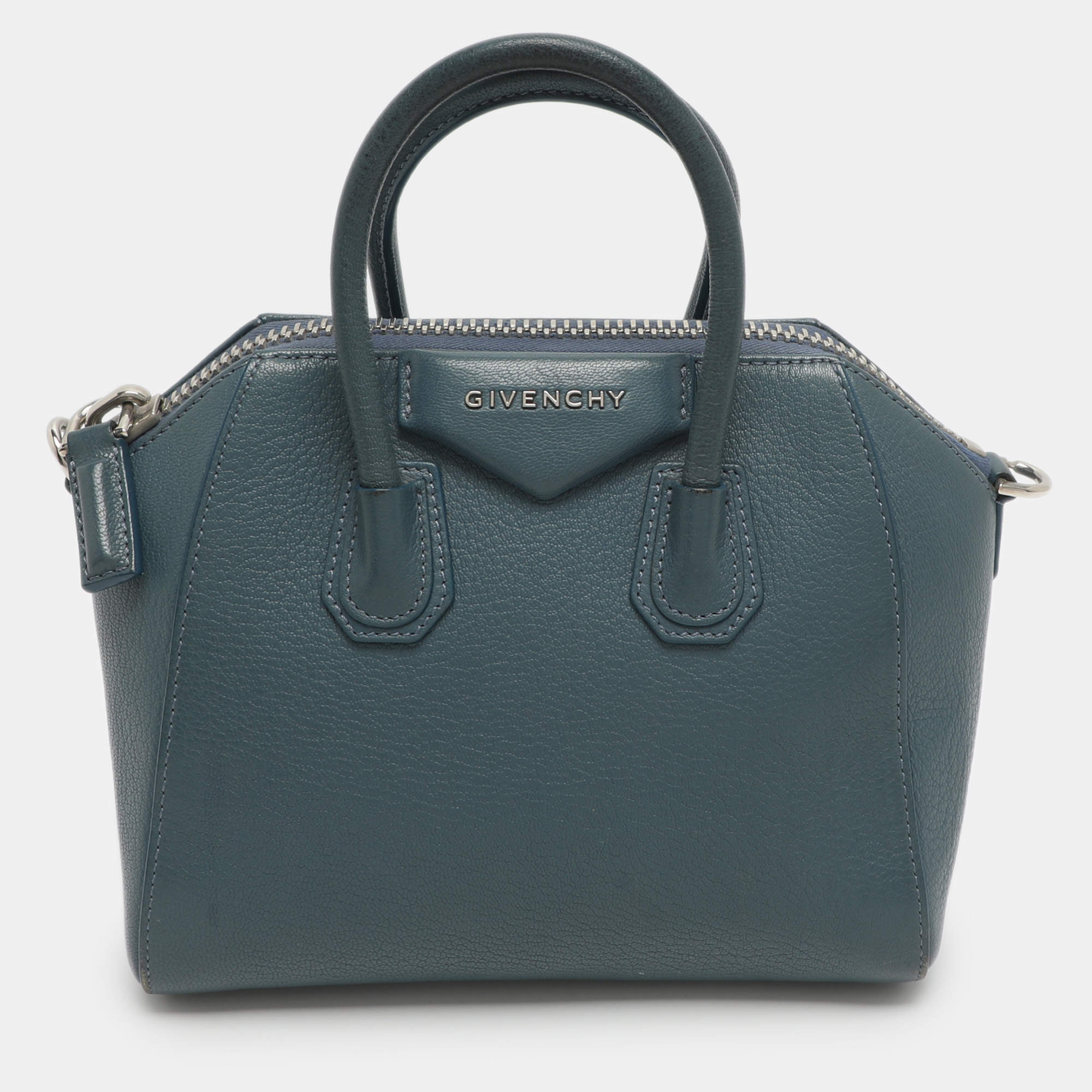 Pre Owned Givenchy Antigona Mini Blue Leather Satchel