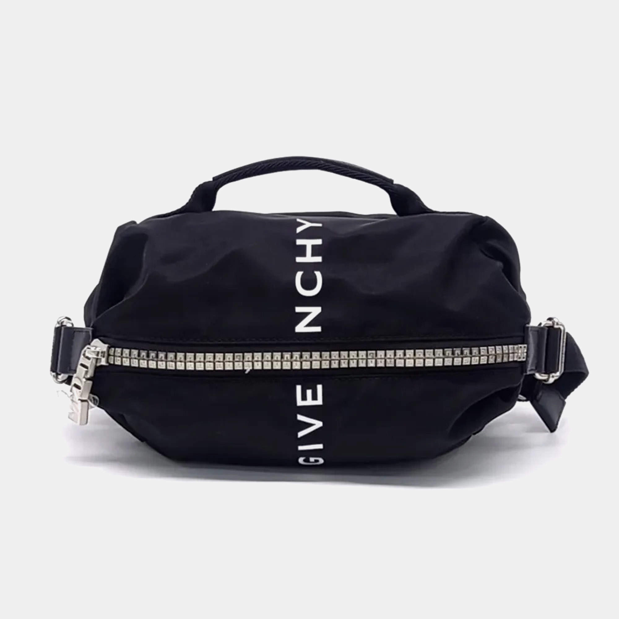 Pre Owned Givenchy Black Nylon G Zipper Trek Belt Bag