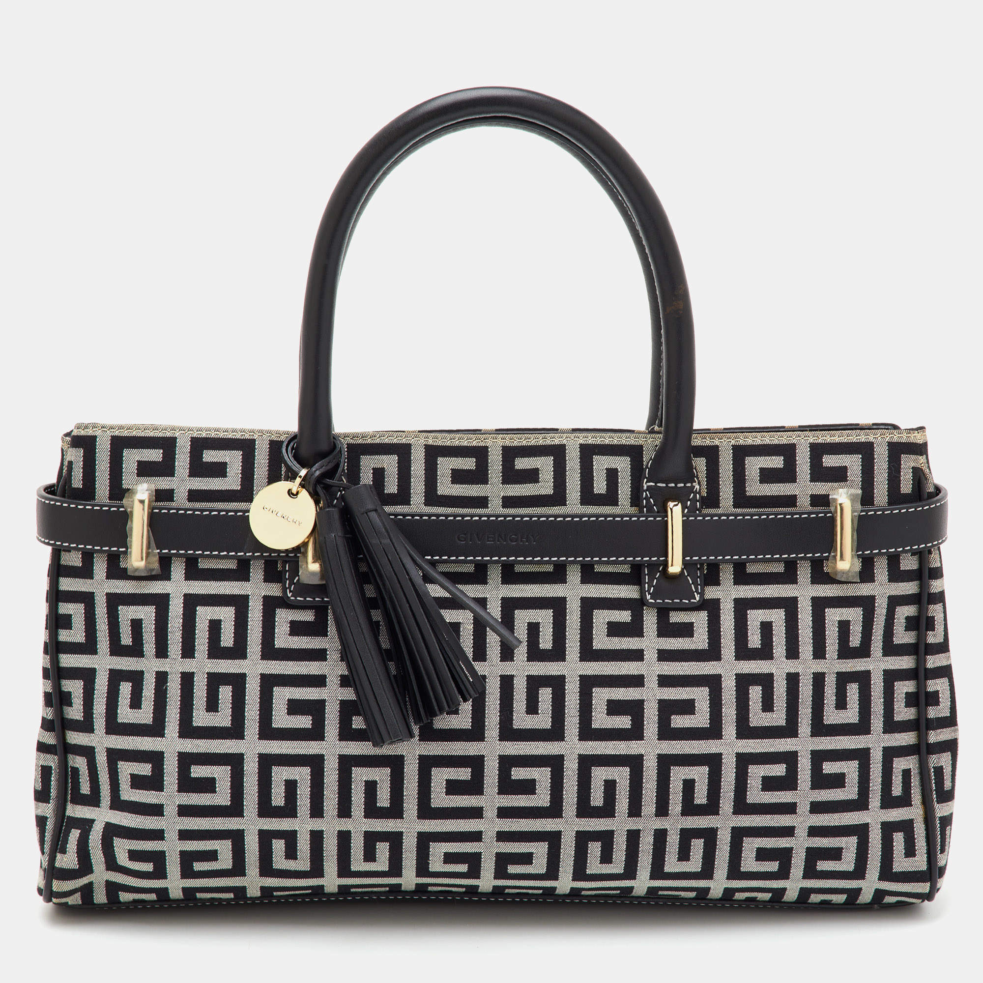 Pre Owned Givenchy Black/Grey Monogram Canvas and Leather Tote