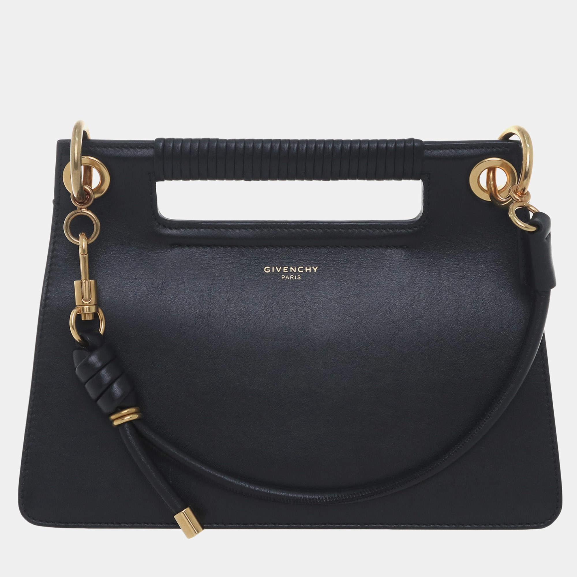 Pre Owned Givenchy Medium Whip Black Leather Bag GHW