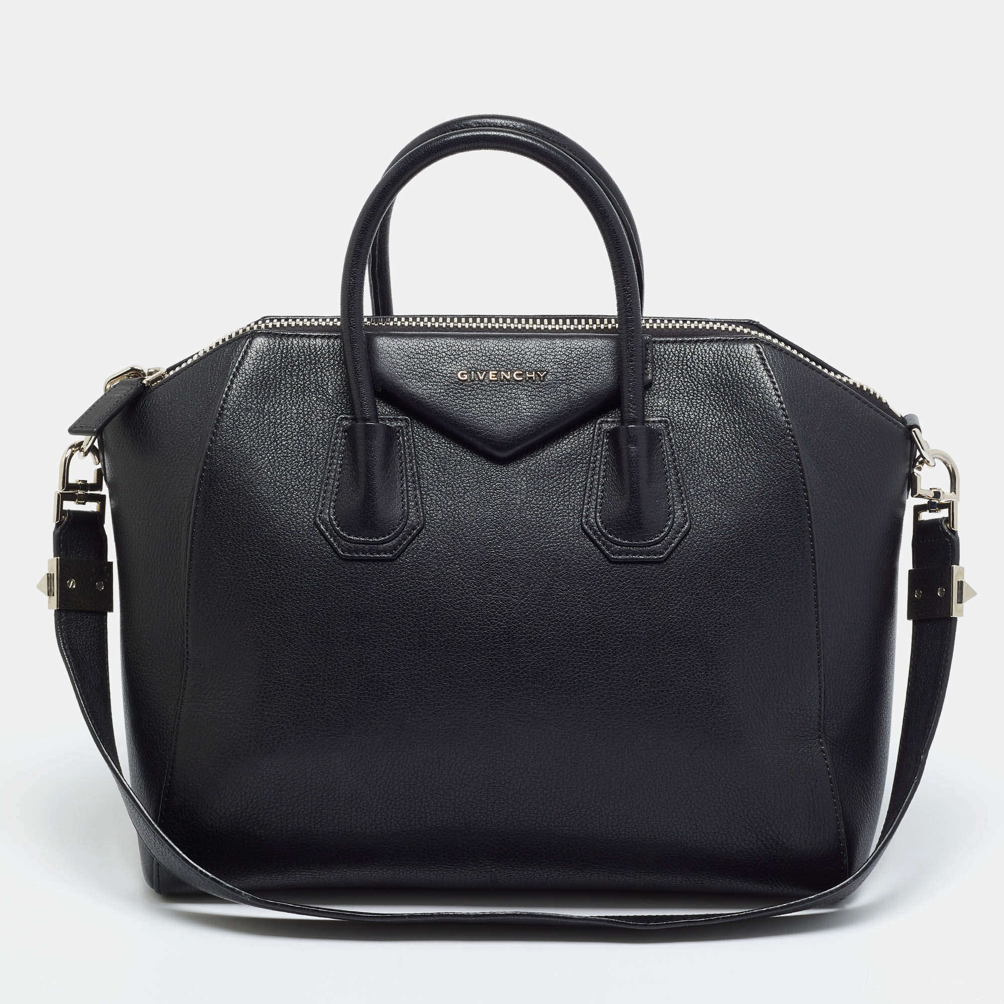 Pre Owned Givenchy Antigona Medium Black Leather Satchel