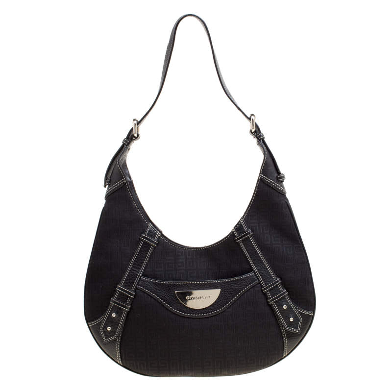 Givenchy Black Signature Canvas and Leather Hobo 