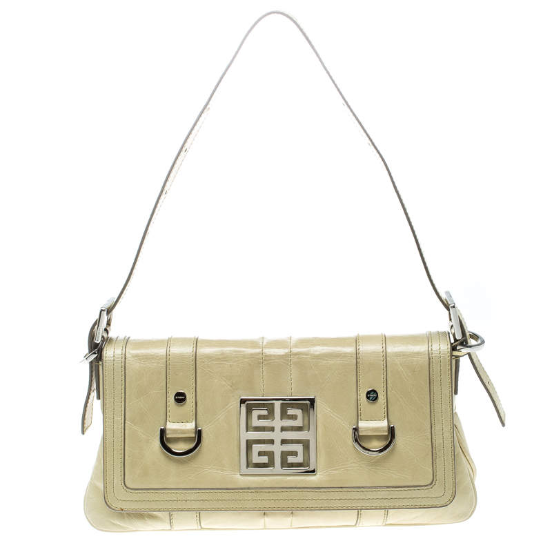 Pre Owned حقيبة كتف جيفنشي جلد خضراء فاتحة