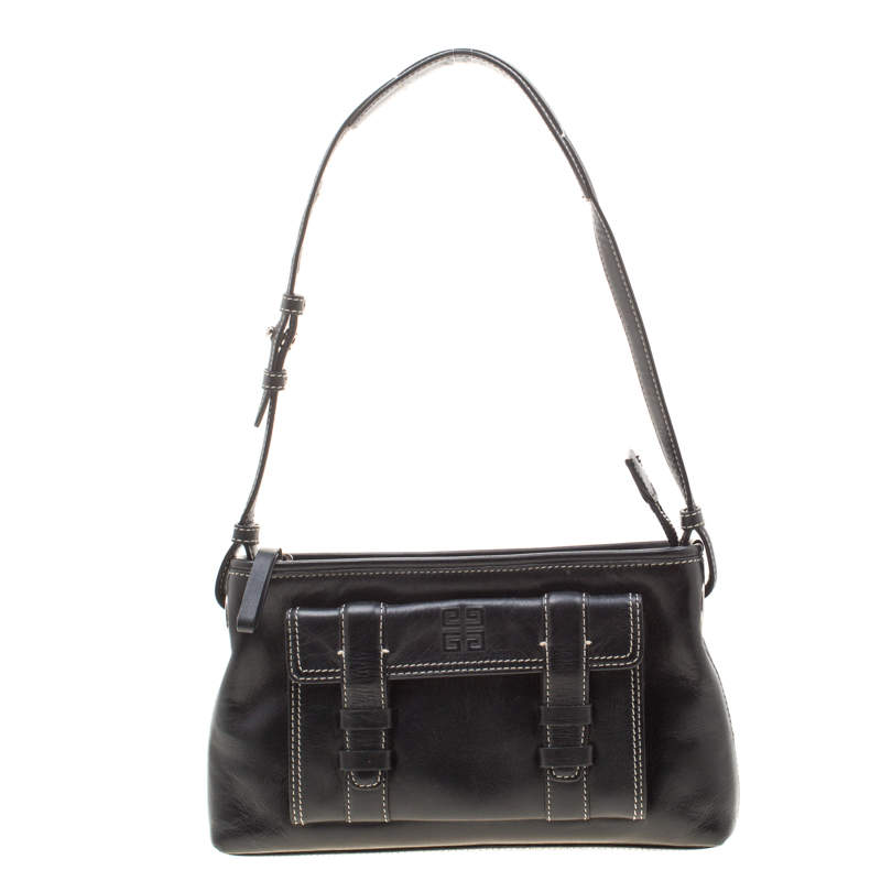 Pre Owned حقيبة كتف جيفنشي جيب جلد سوداء