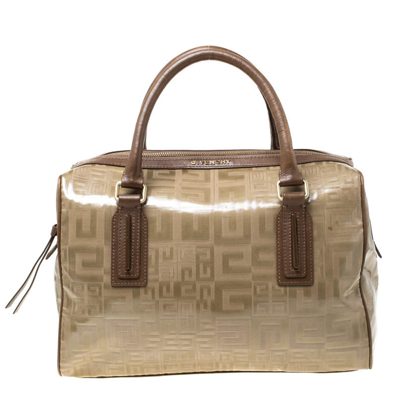 Givenchy Brown Coated Canvas and Leather Satchel