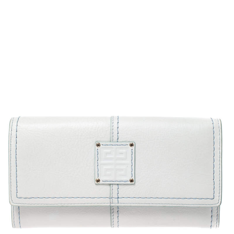 Pre Owned Givenchy White Leather Continental Wallet