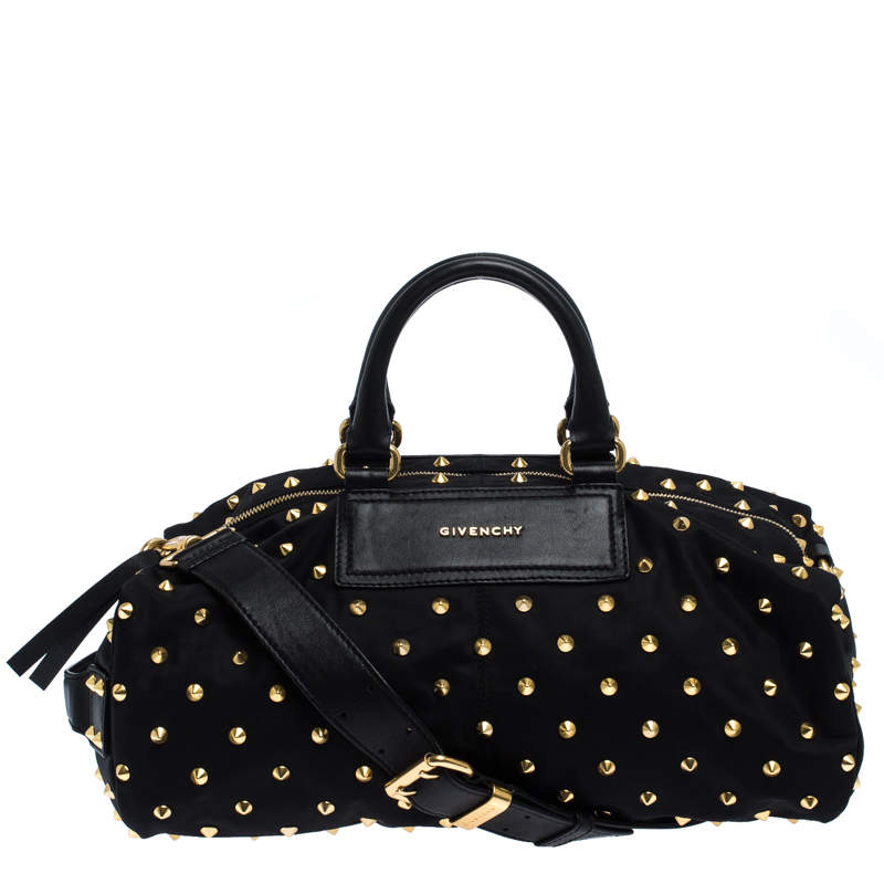 مملوكة مسبقًا Givenchy Black Studded Nylon Satchel Bag