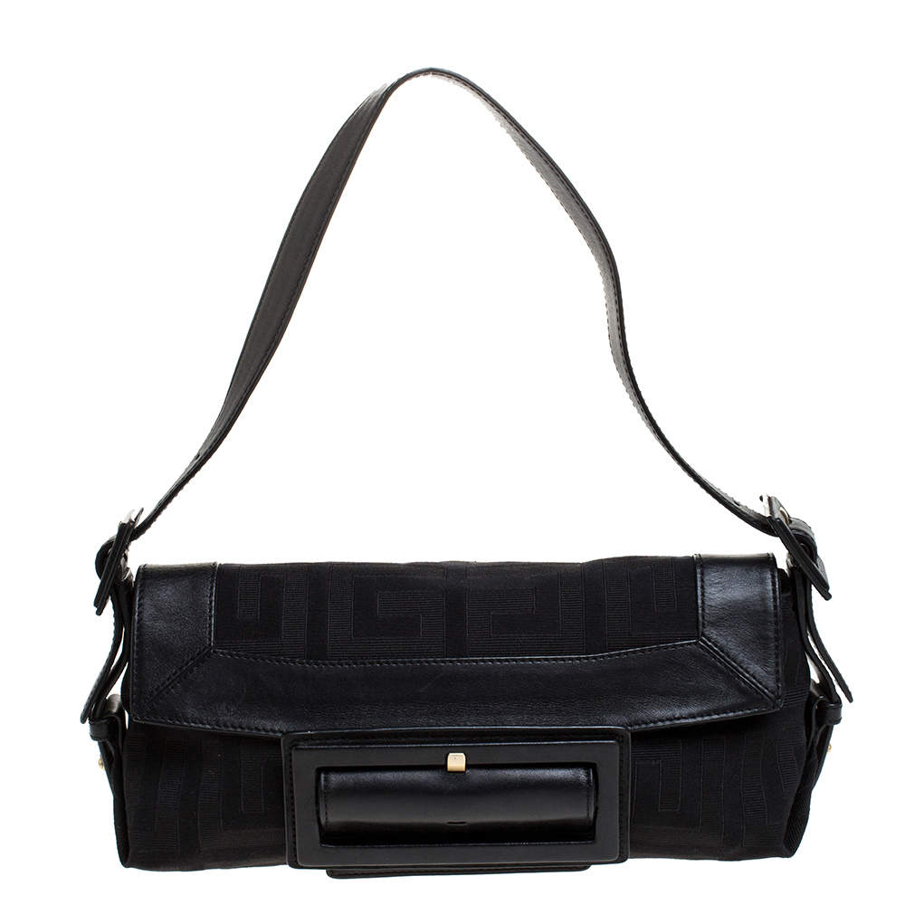 Givenchy Black Monogram Canvas and Leather Shoulder Bag Givenchy The