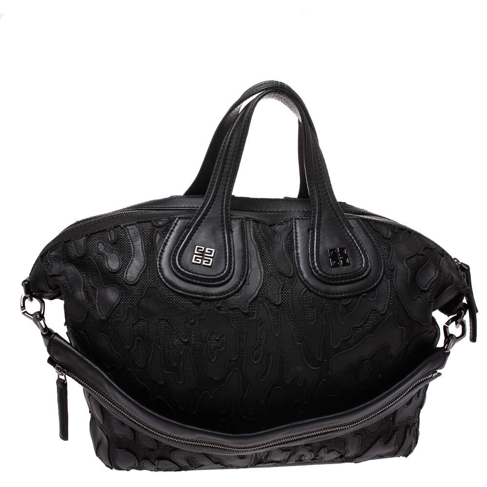 Pre Owned Givenchy Black Leather and Nylon Medium Nightingale Satchel