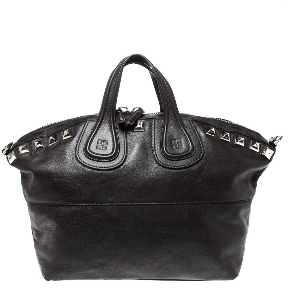 Pre Owned Givenchy Black Leather Nightingale Studded Satchel