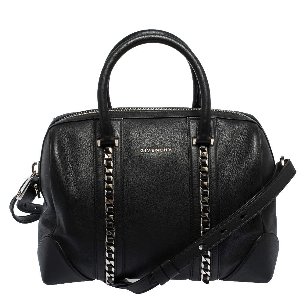 Givenchy Black Leather Medium Chain Lucrezia Duffel Bag