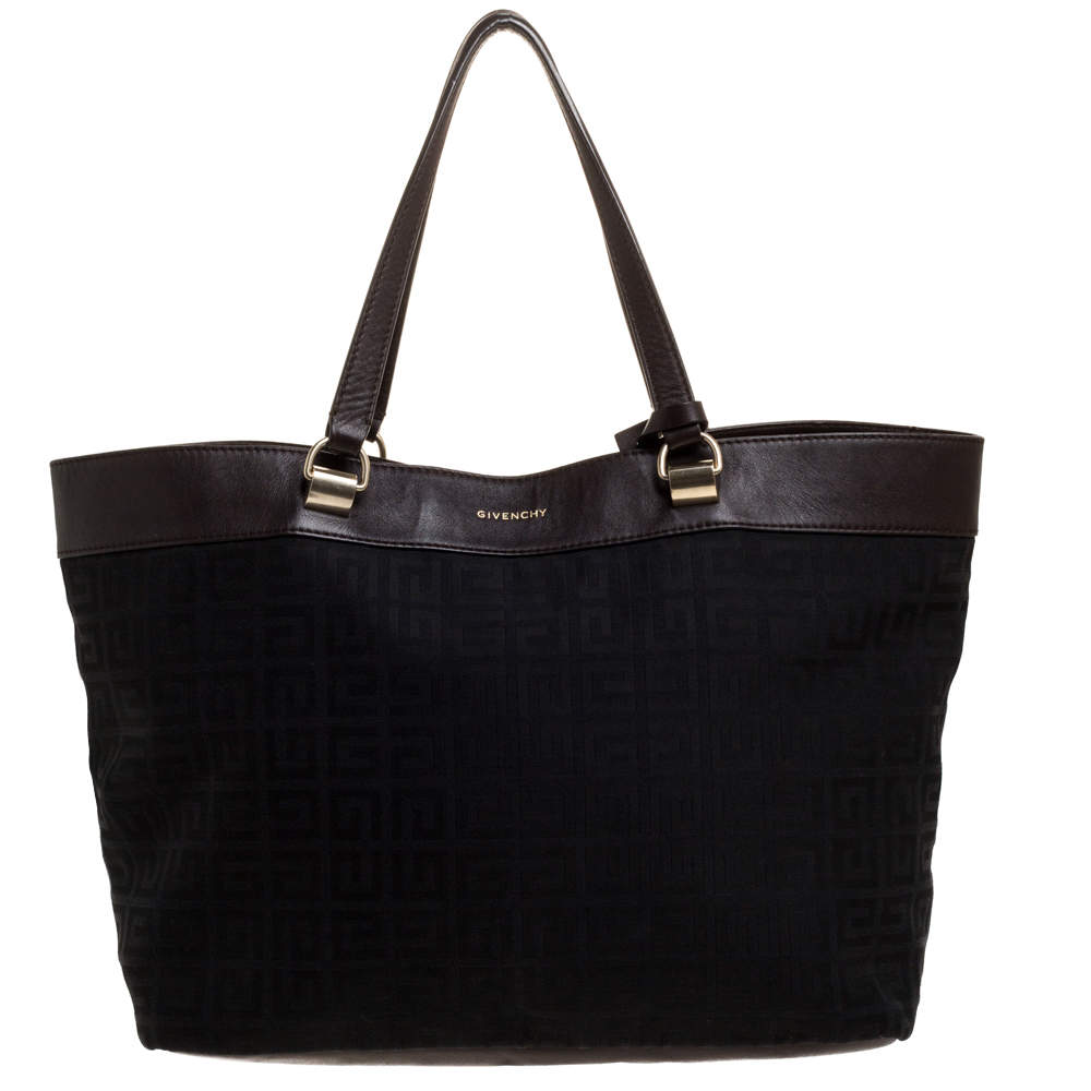 مملوكة مسبقًا Givenchy Brown/Black Signature Canvas and Leather Canvas Tote