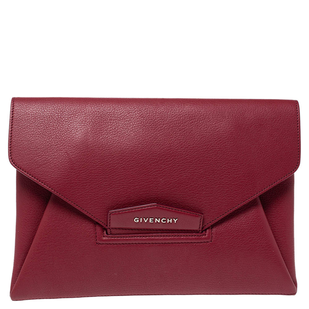 Givenchy Ruby Red Leather Antigona Clutch