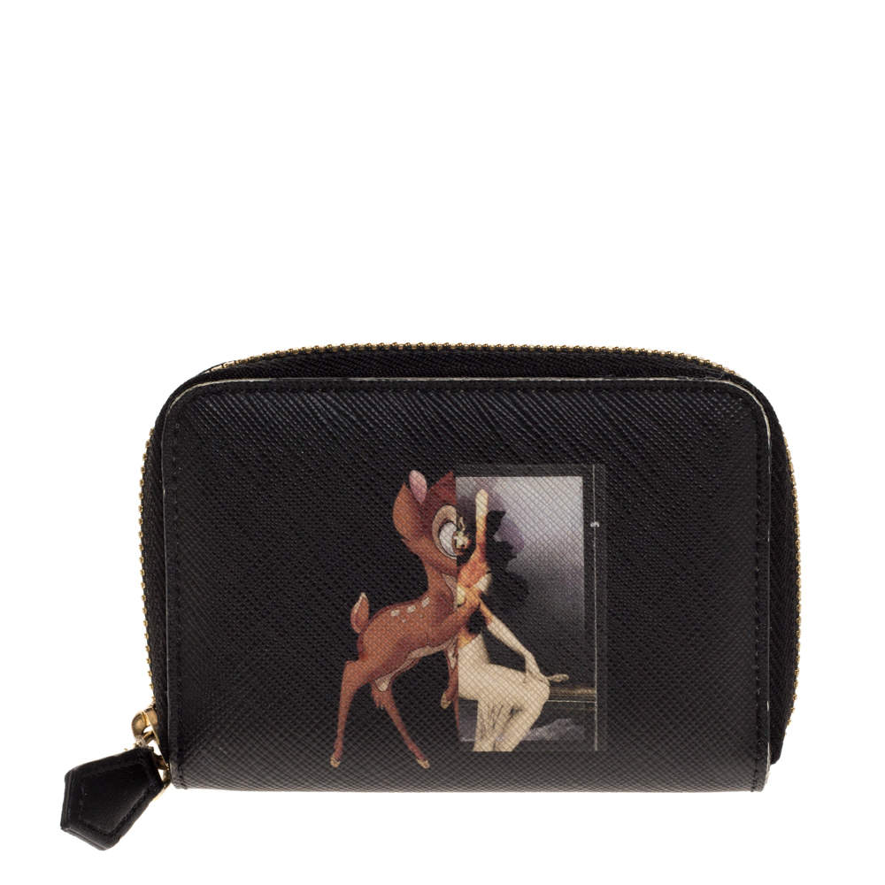 مملوكة مسبقًا Givenchy Black Leather Mini Bambi Zip Around Wallet