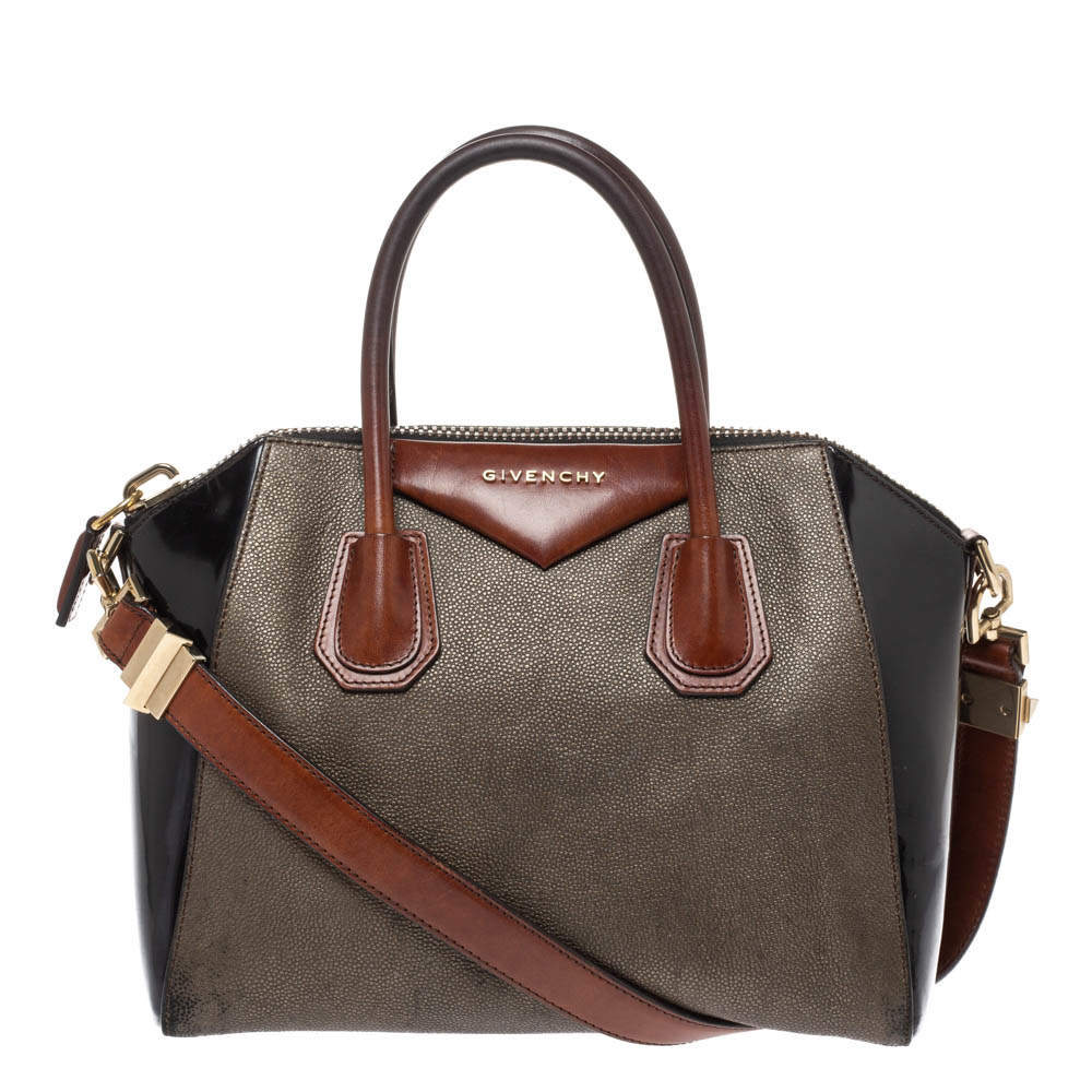 Givenchy Tri Color Textured Leather and Rubber Small Antigona Satchel