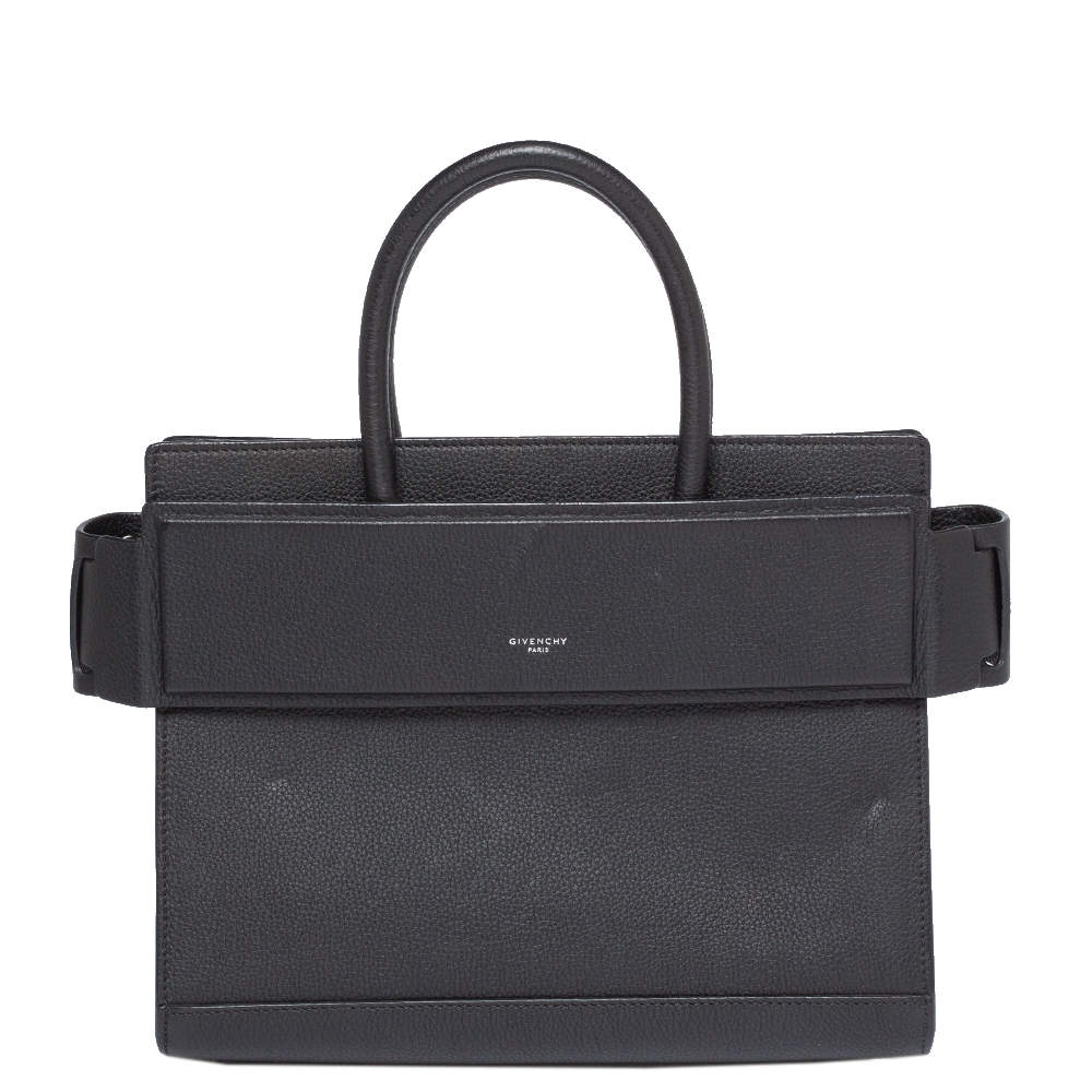 Pre Owned Givenchy Black Leather Medium Horizon Tote