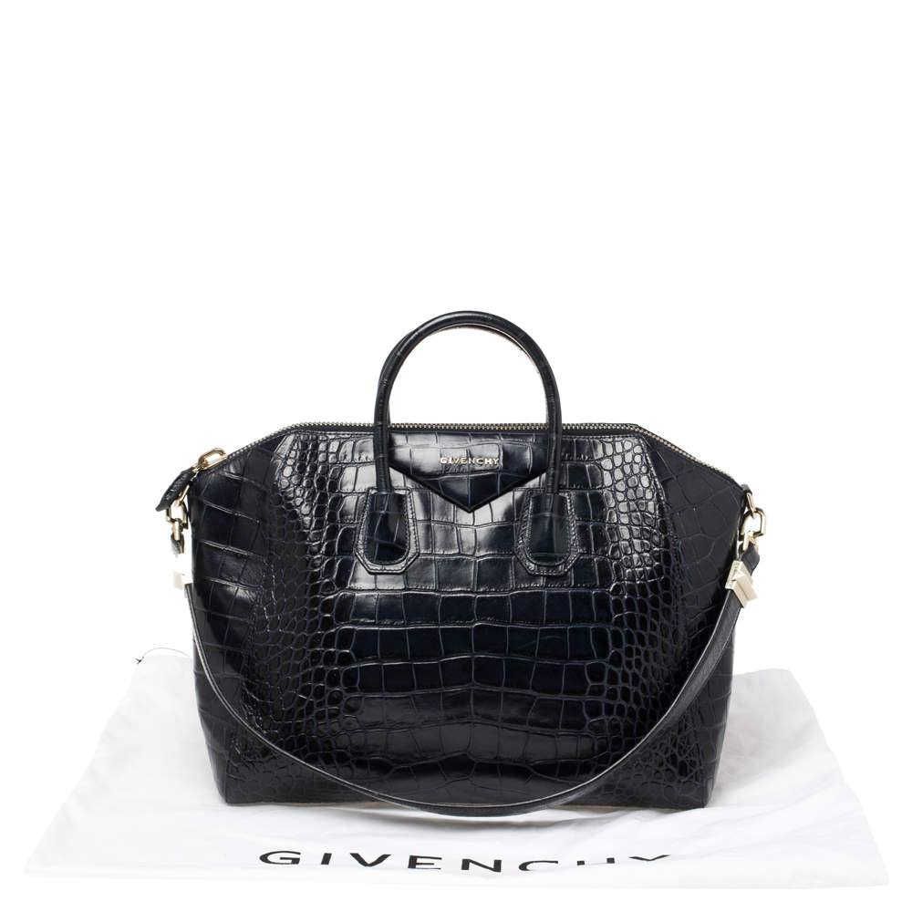 Givenchy Antigona Bag Crocodile Embossed Leather Medium Blue 472931 –  Testing Zone