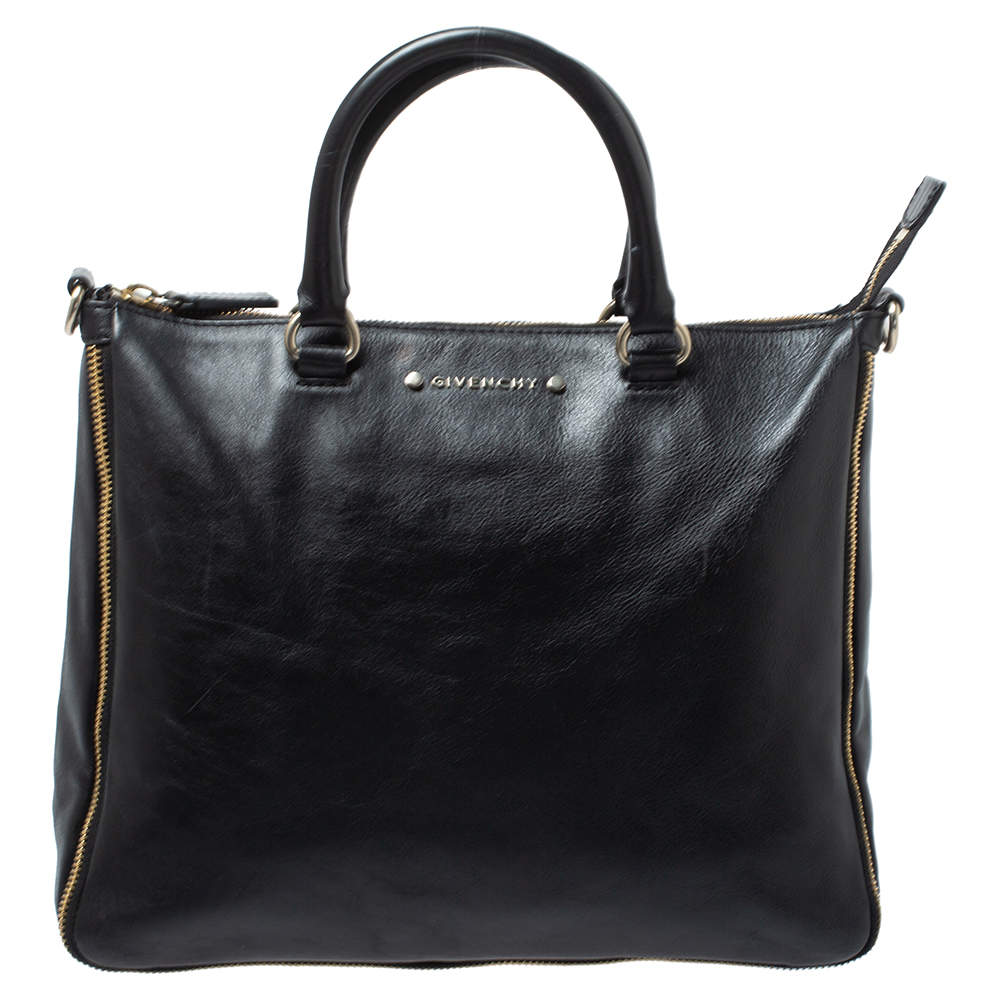 Givenchy Black Leather Zipped Detail Tote