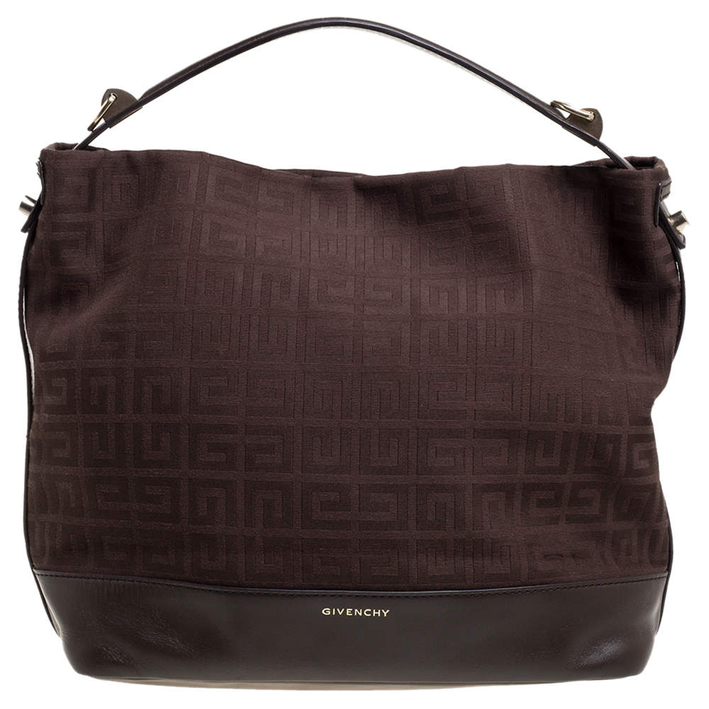 Pre Owned Givenchy Brown Monogram Canvas and Leather Hobo