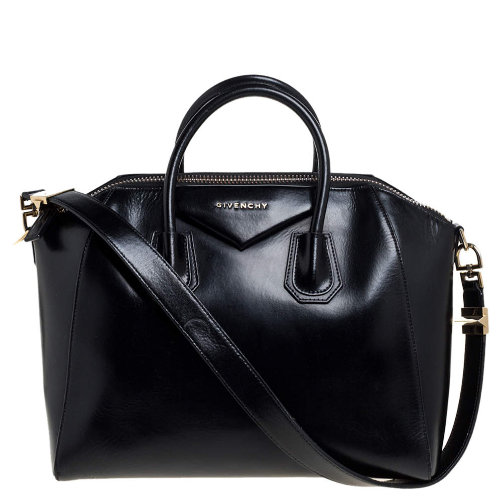 Pre Owned Givenchy Black Leather Medium Antigona Satchel