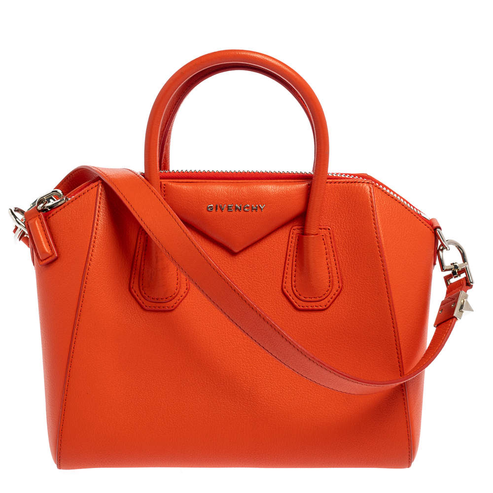 Givenchy Orange Leather Small Antigona Satchel