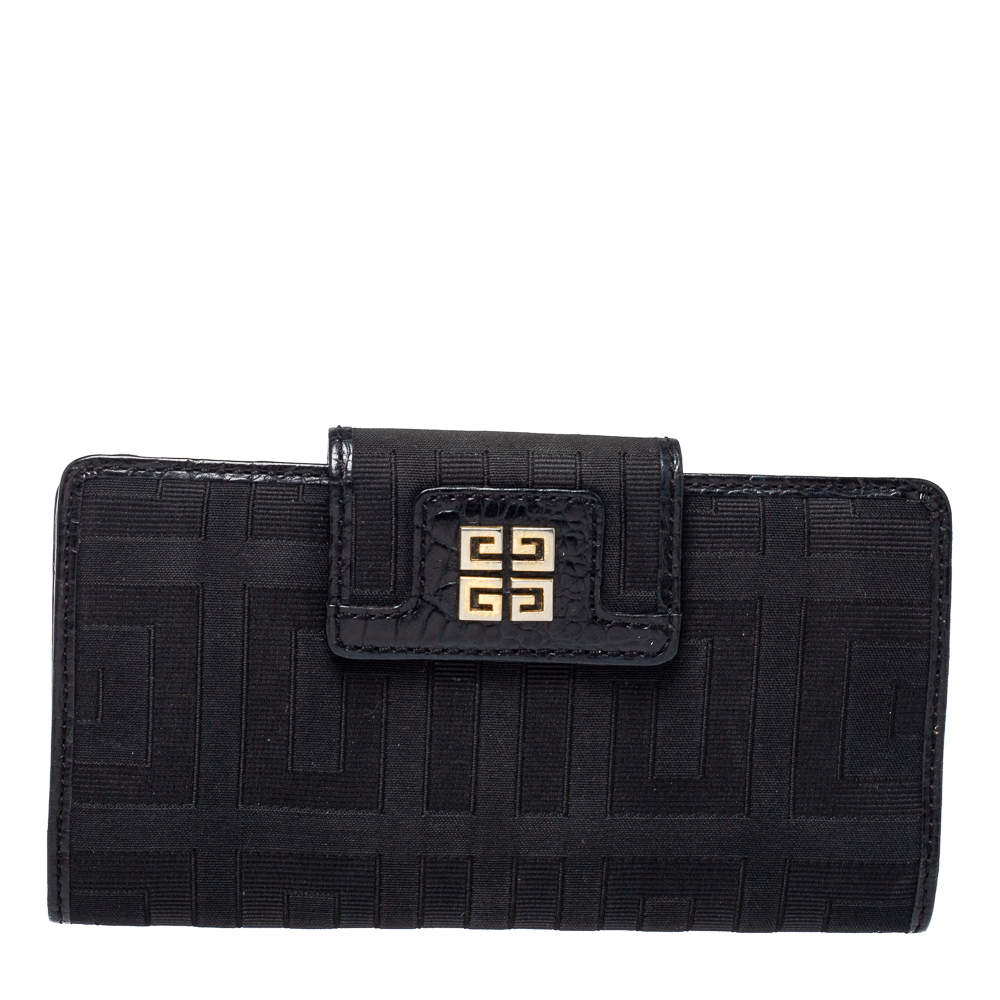 Pre Owned محفظة جيفنشي جلد و كانفاس أسود