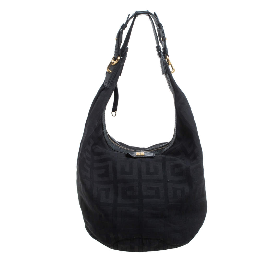 Givenchy Black Monogram Canvas and Leather Hobo