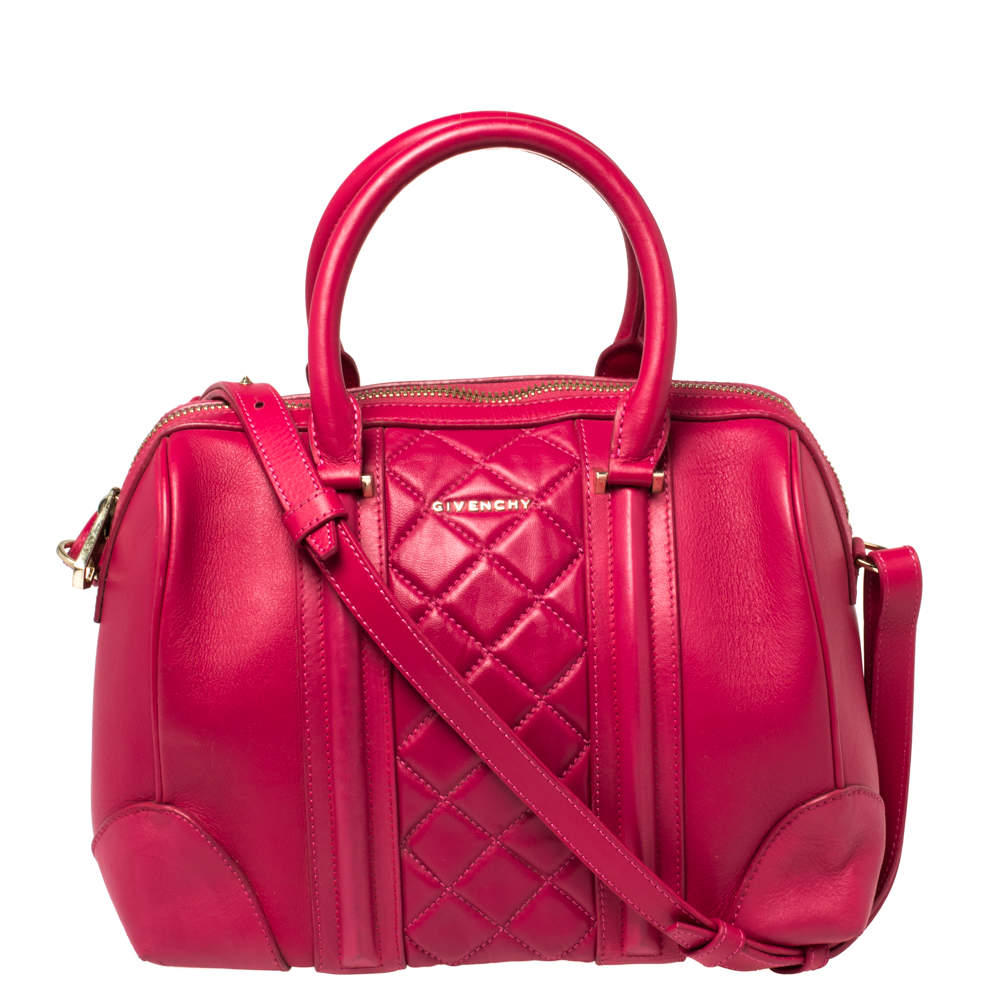 Givenchy Magenta Quilted Leather Lucrezia Bowler Bag