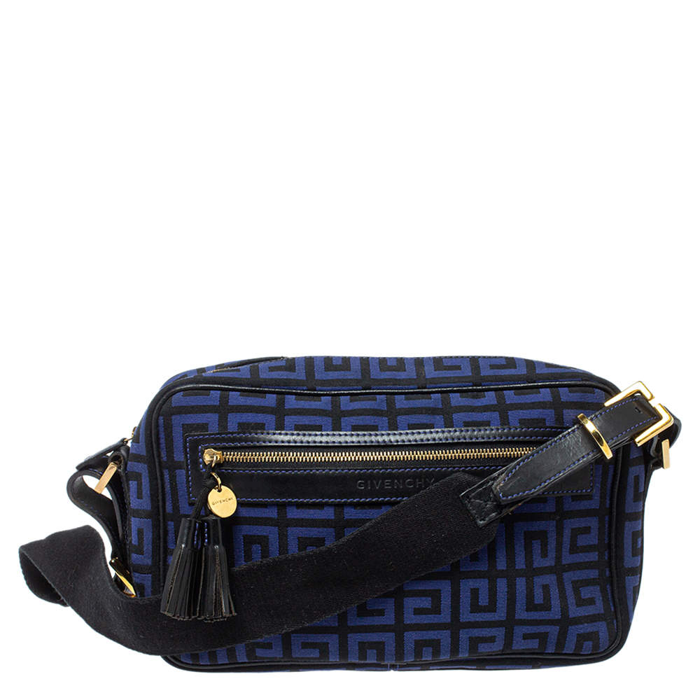 Pre Owned Givenchy Blue/Black Canvas and Leather Shoulder Bag