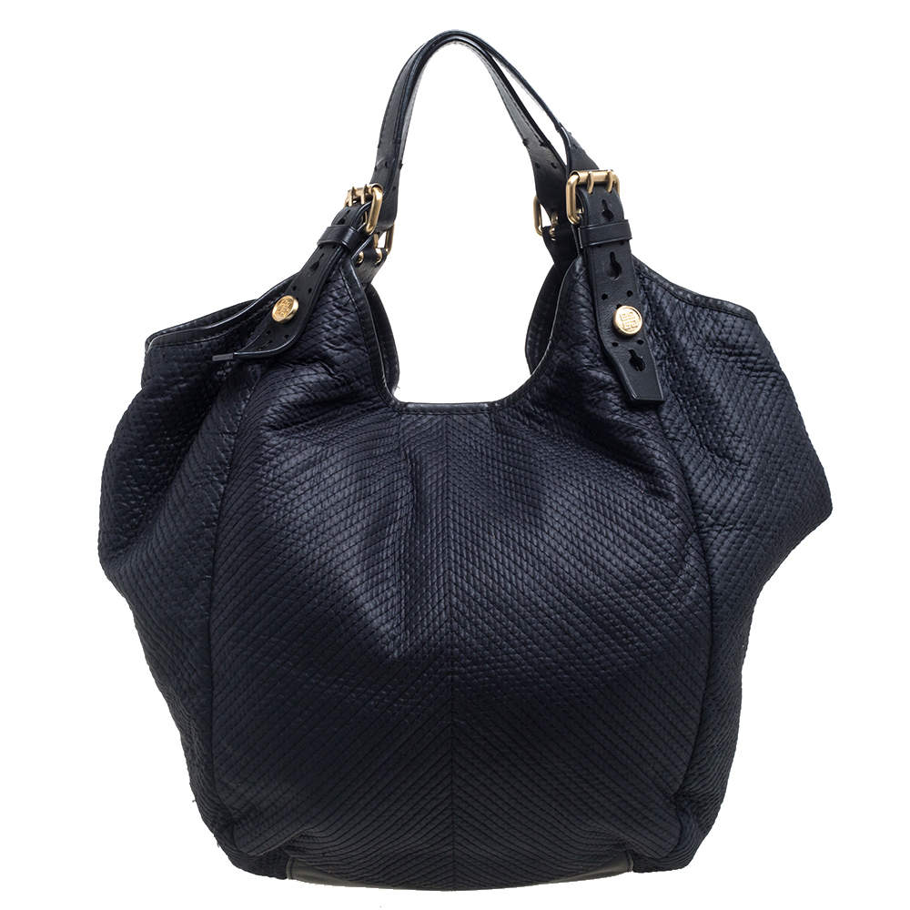 Pre Owned Givenchy Black Fabric Stitch Detail Hobo