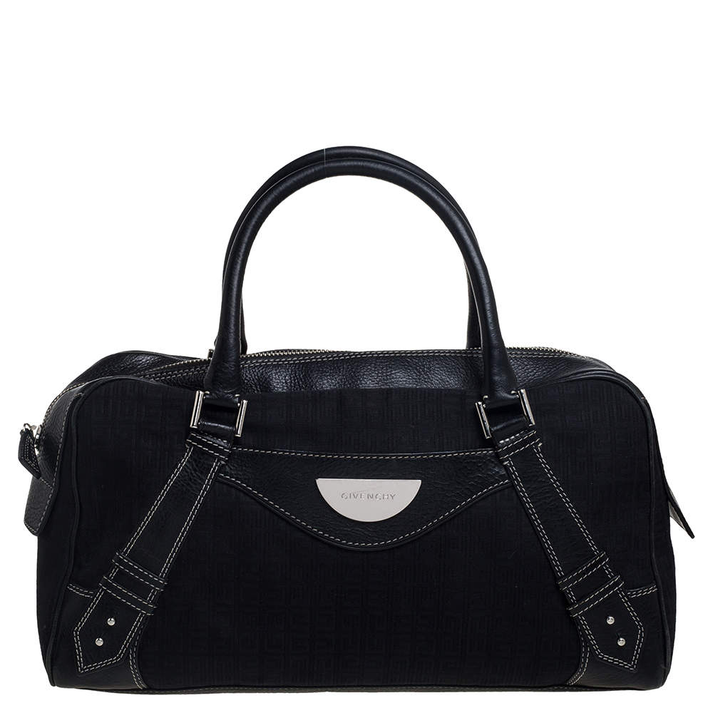 Givenchy Black Monogram Canvas and Leather Zip Satchel 