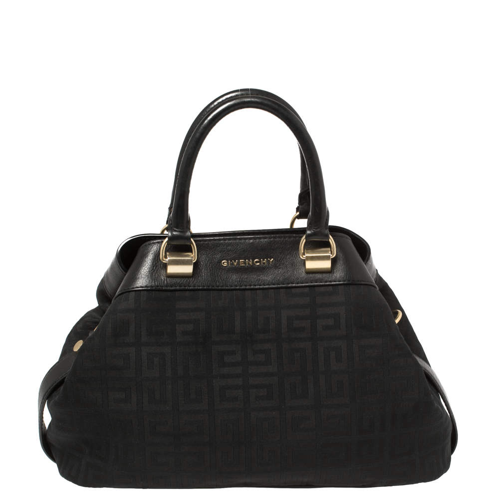 Pre Owned Givenchy Black Monogram Canvas And Leather Tote
