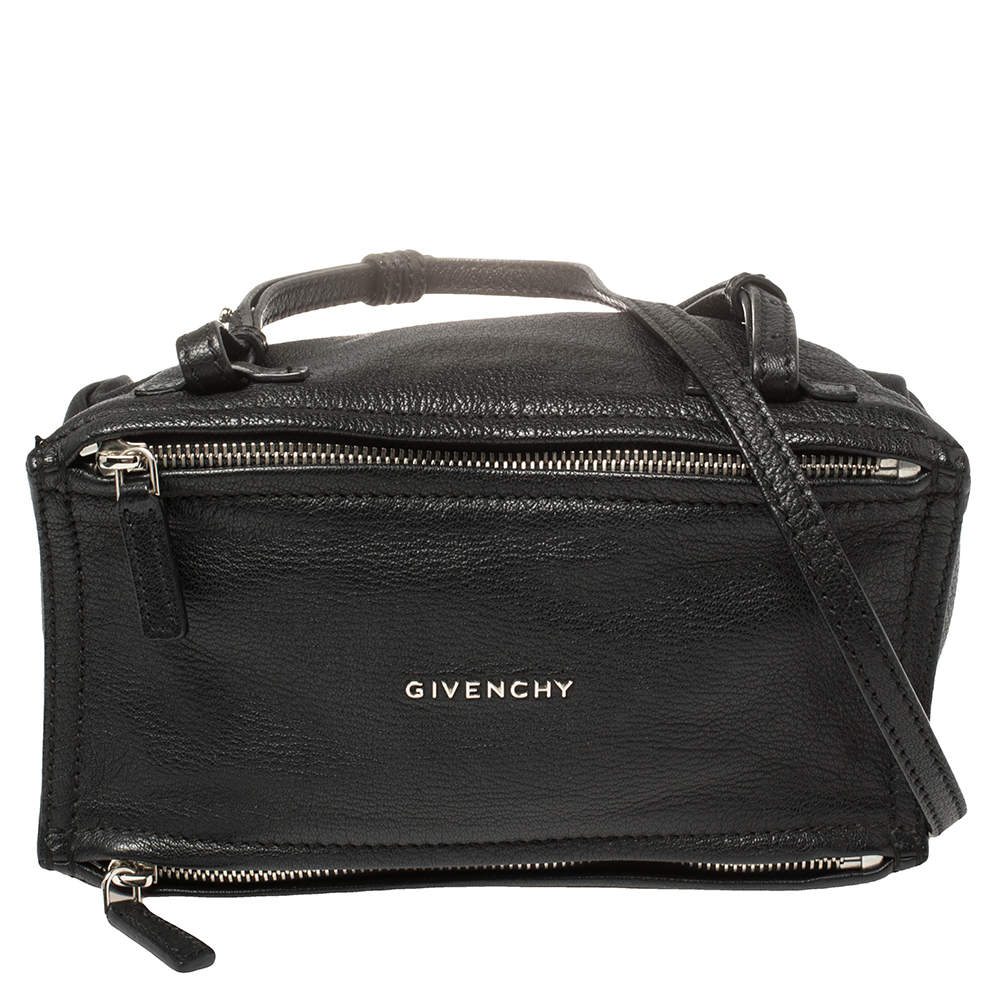 Pre Owned Givenchy Black Leather Mini Pandora Crossbody Bag