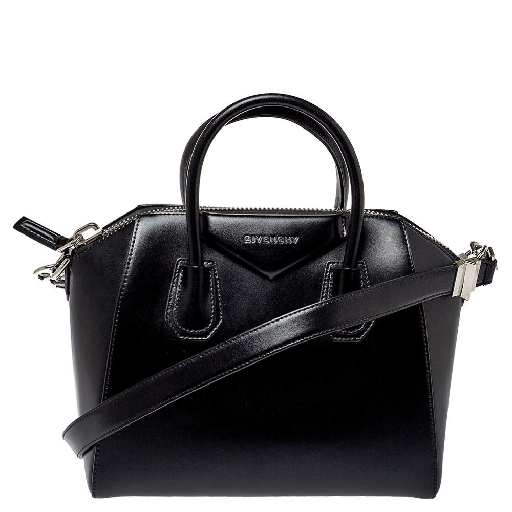 Pre Owned Givenchy Black Smooth Leather Small Antigona Satchel