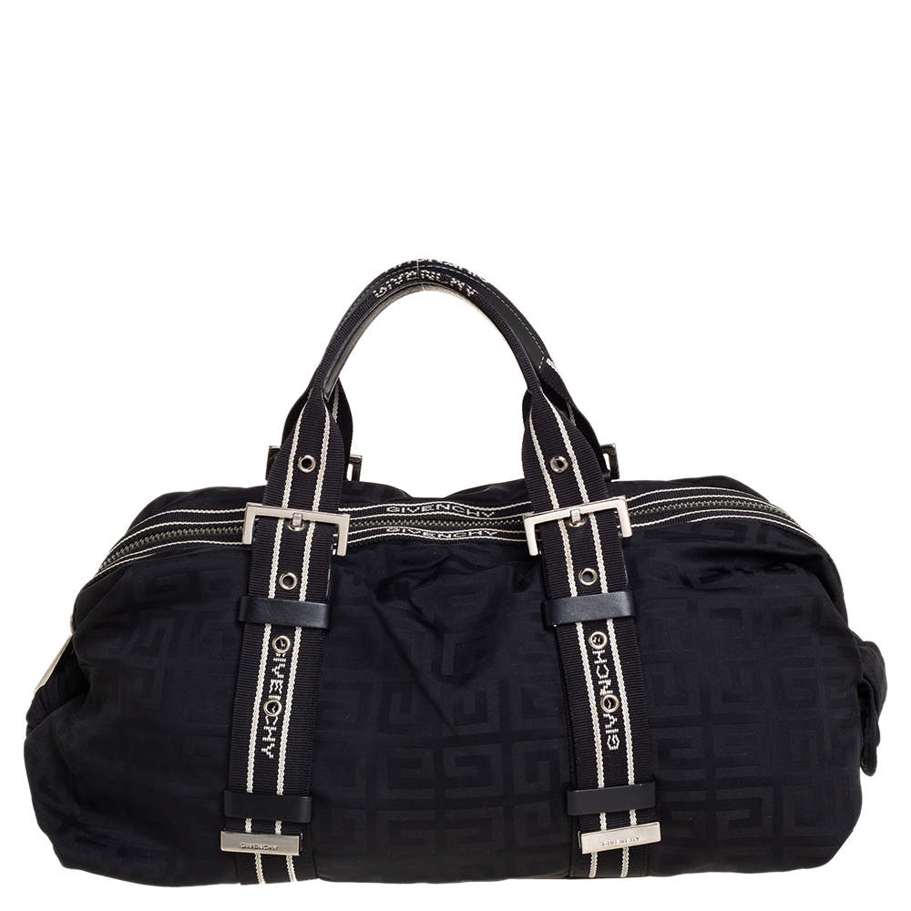 مملوكة مسبقًا Givenchy Black Monogram Nylon Buckle Handle Satchel