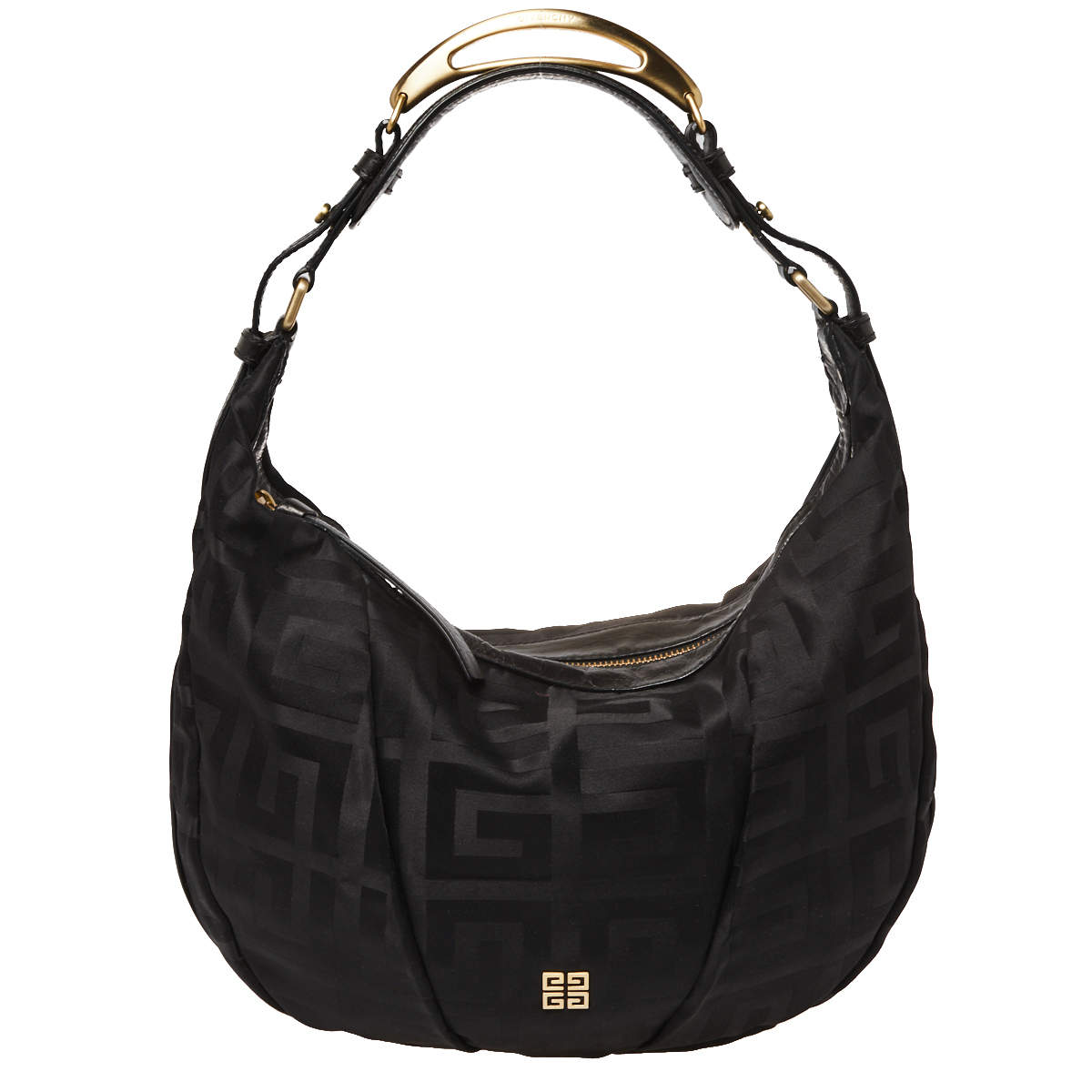 Pre Owned Givenchy Black Monogram Canvas and Leather Hobo