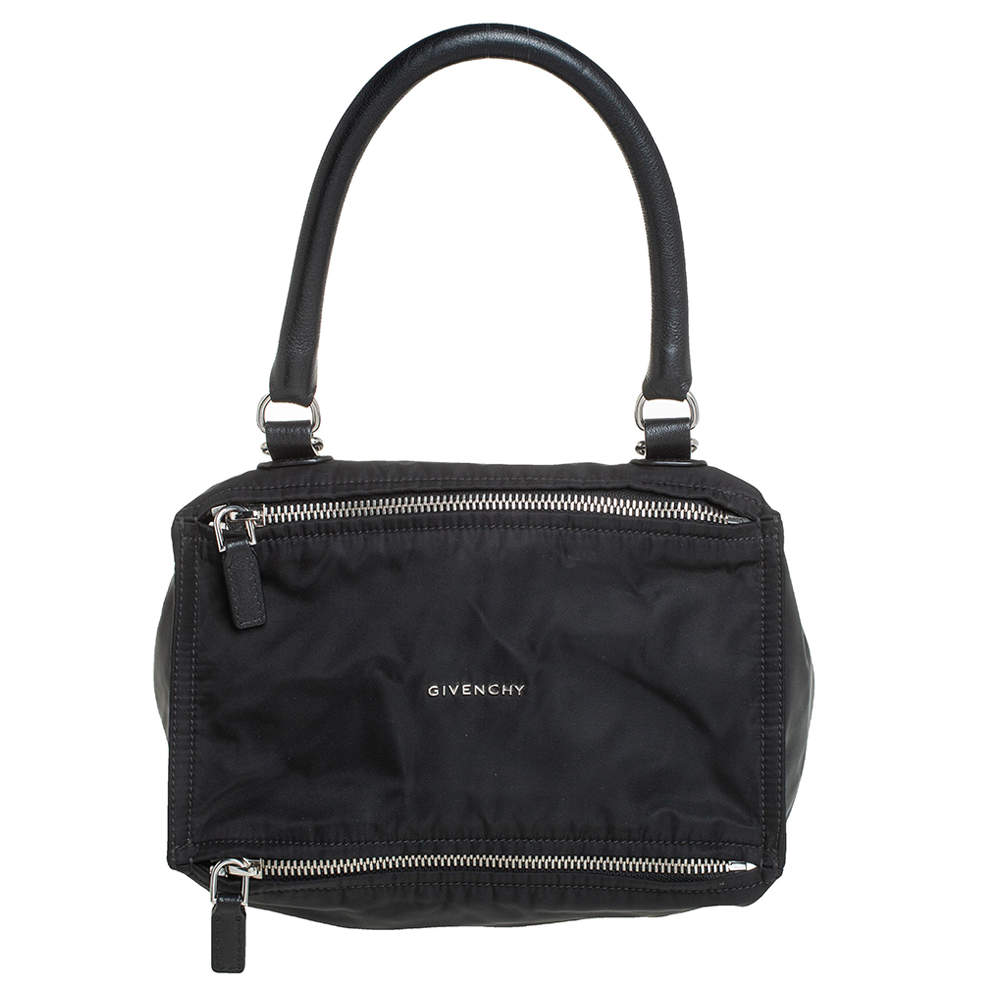 Pre Owned Givenchy Black Nylon and Leather Small Pandora Shoulder Bag