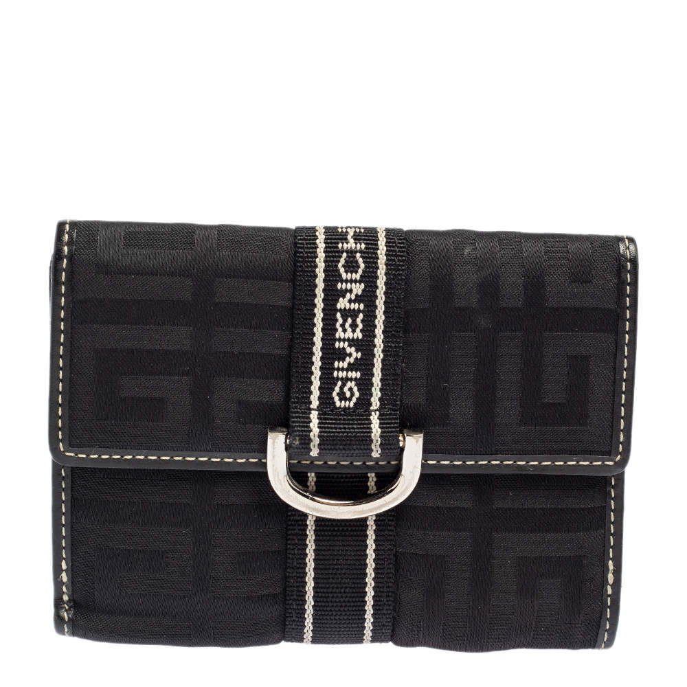 Pre Owned Givenchy Black Monogram Fabric and Leather French Wallet