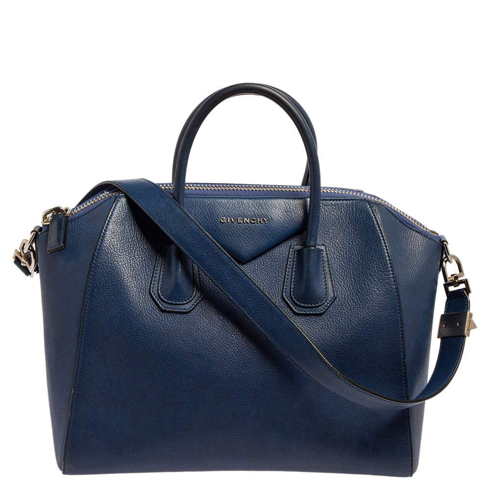 Pre Owned Givenchy Blue Leather Medium Antigona Satchel 
