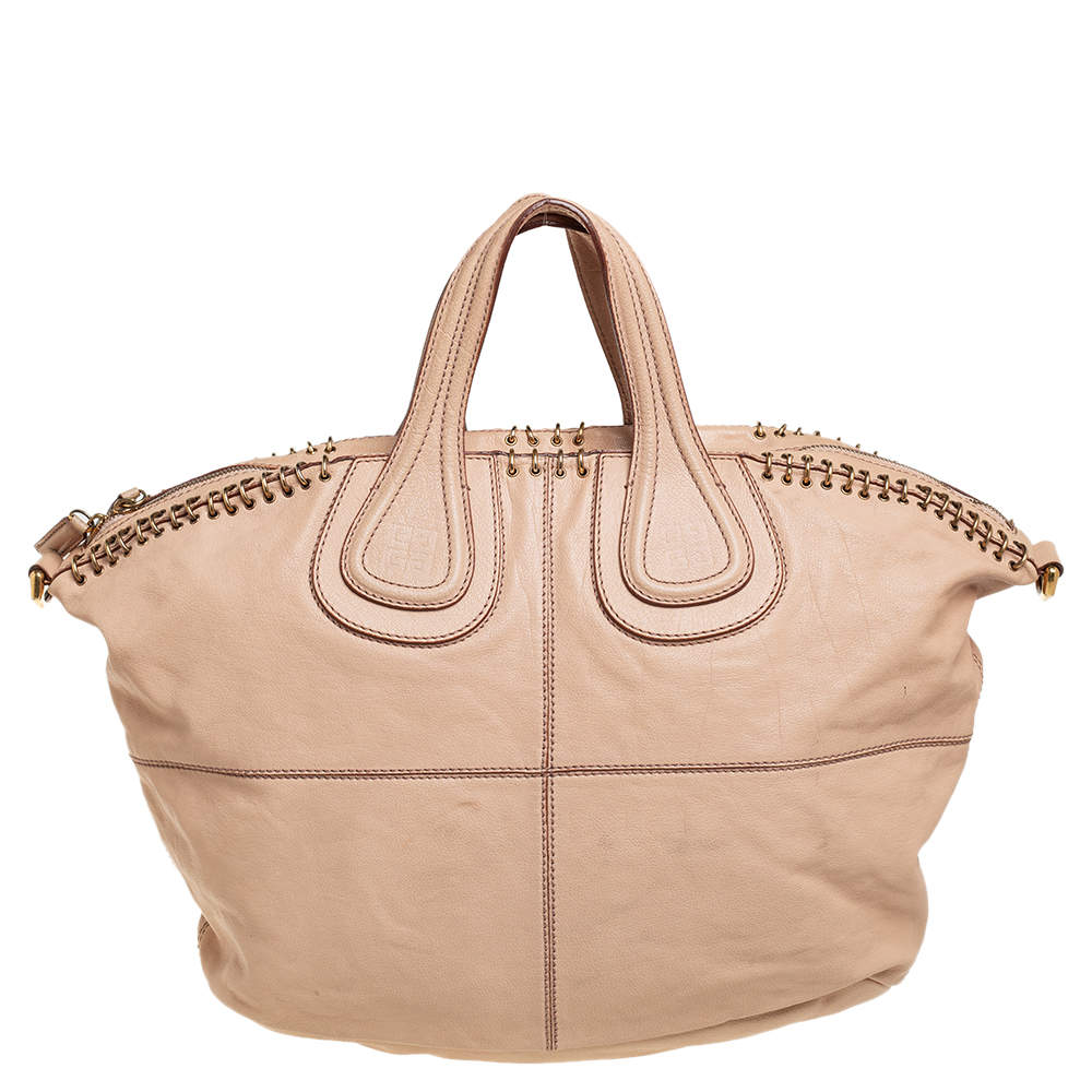 Pre Owned Givenchy Beige Leather Ring Embellished Nightingale Bag